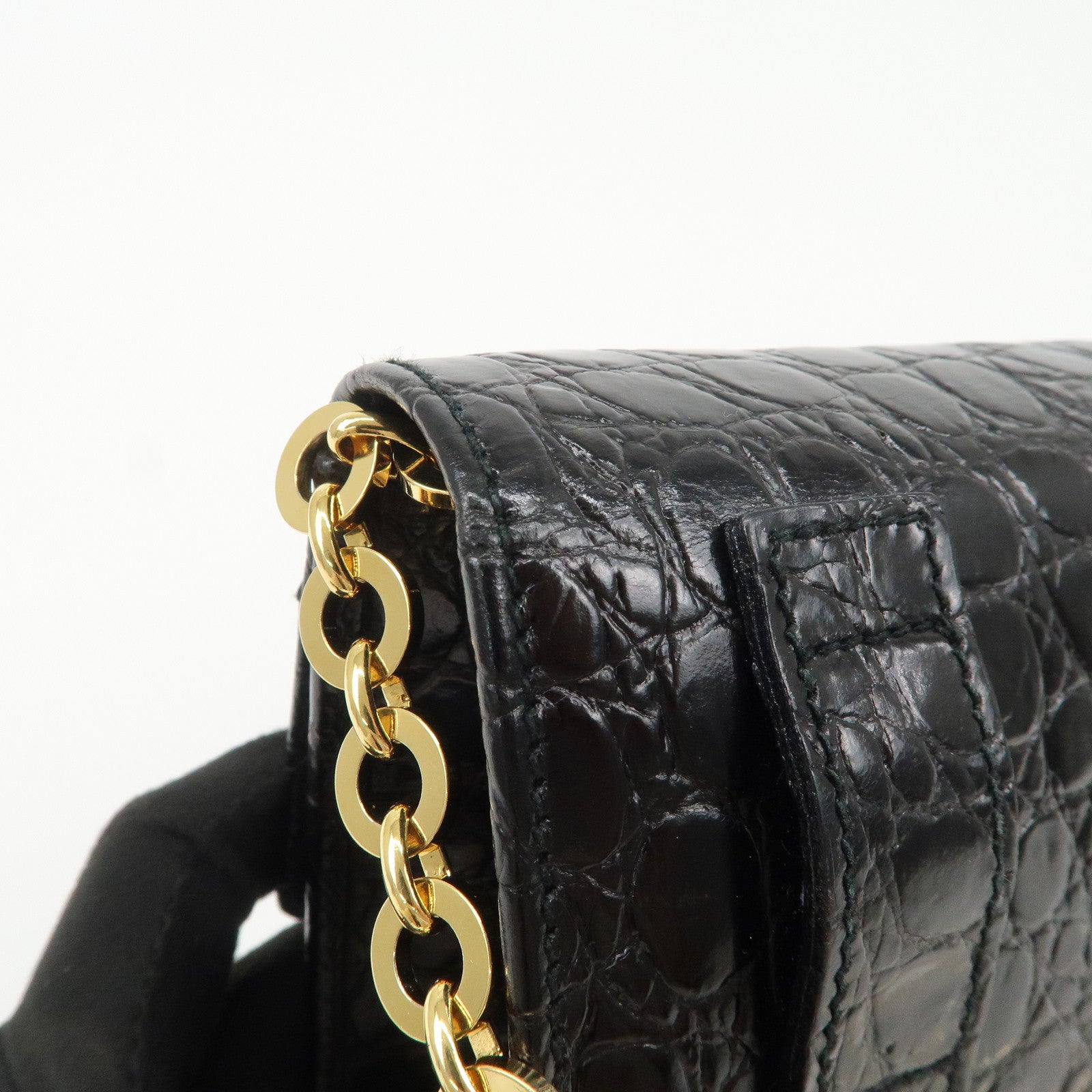 Ferragamo Vara Ribbon Leather Chain Shoulder Bag Black AQ213202