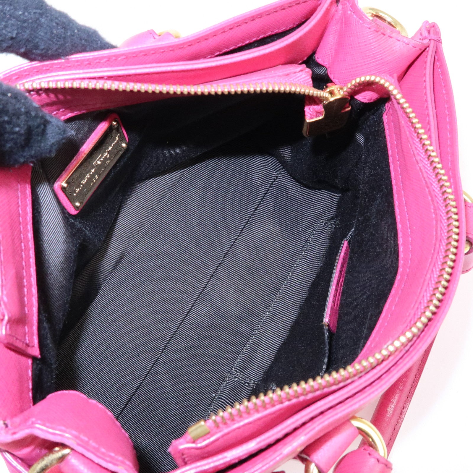 Ferragamo Gancini Nylon Leather 2Way Bag Hand Bag Pink