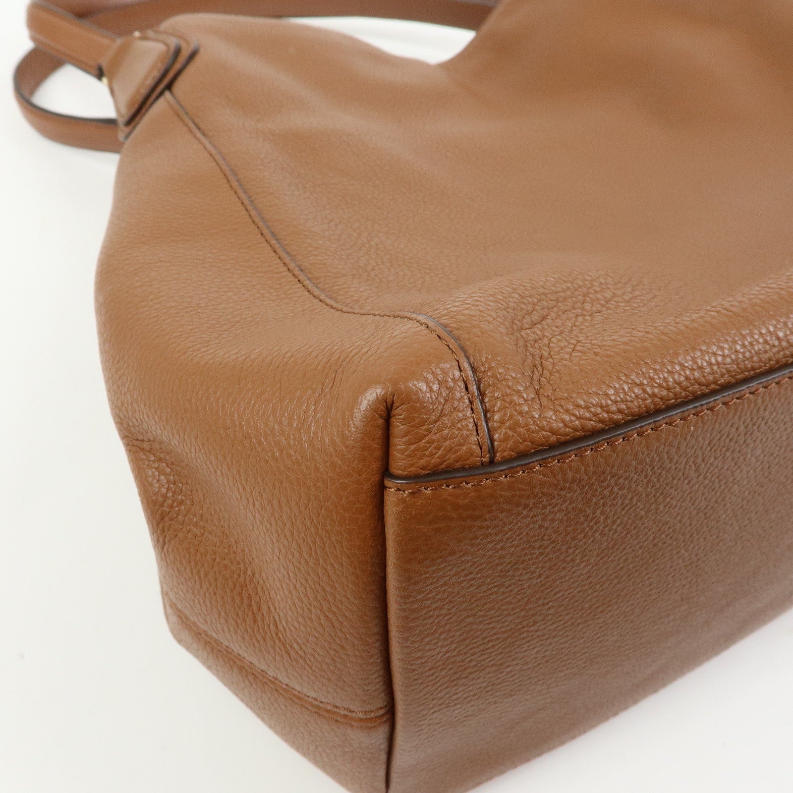 COACH Logo Leather Shoulder Bag Hand Bag Brown