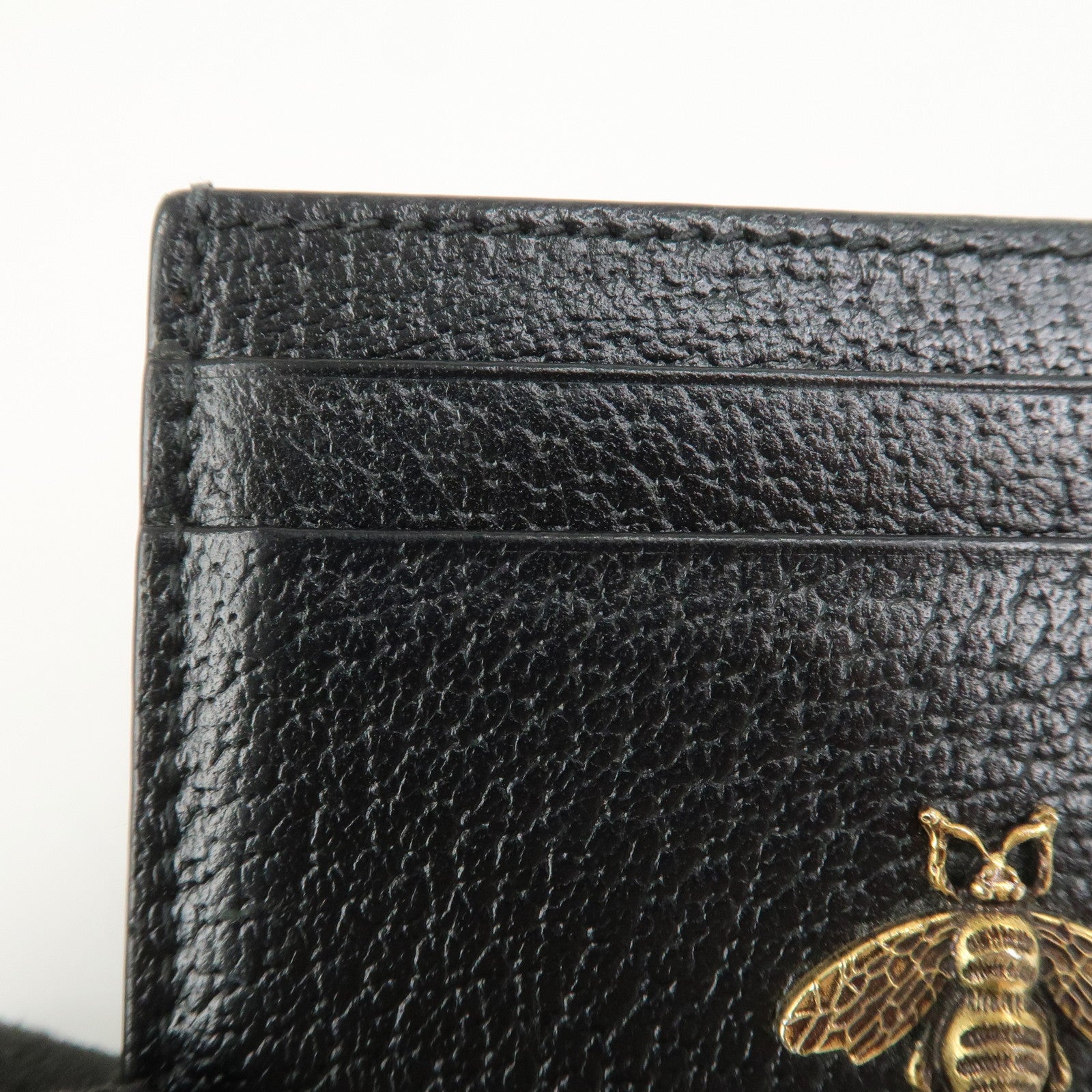 GUCCI Animalier Leather Card Case Card Holder Black 523685