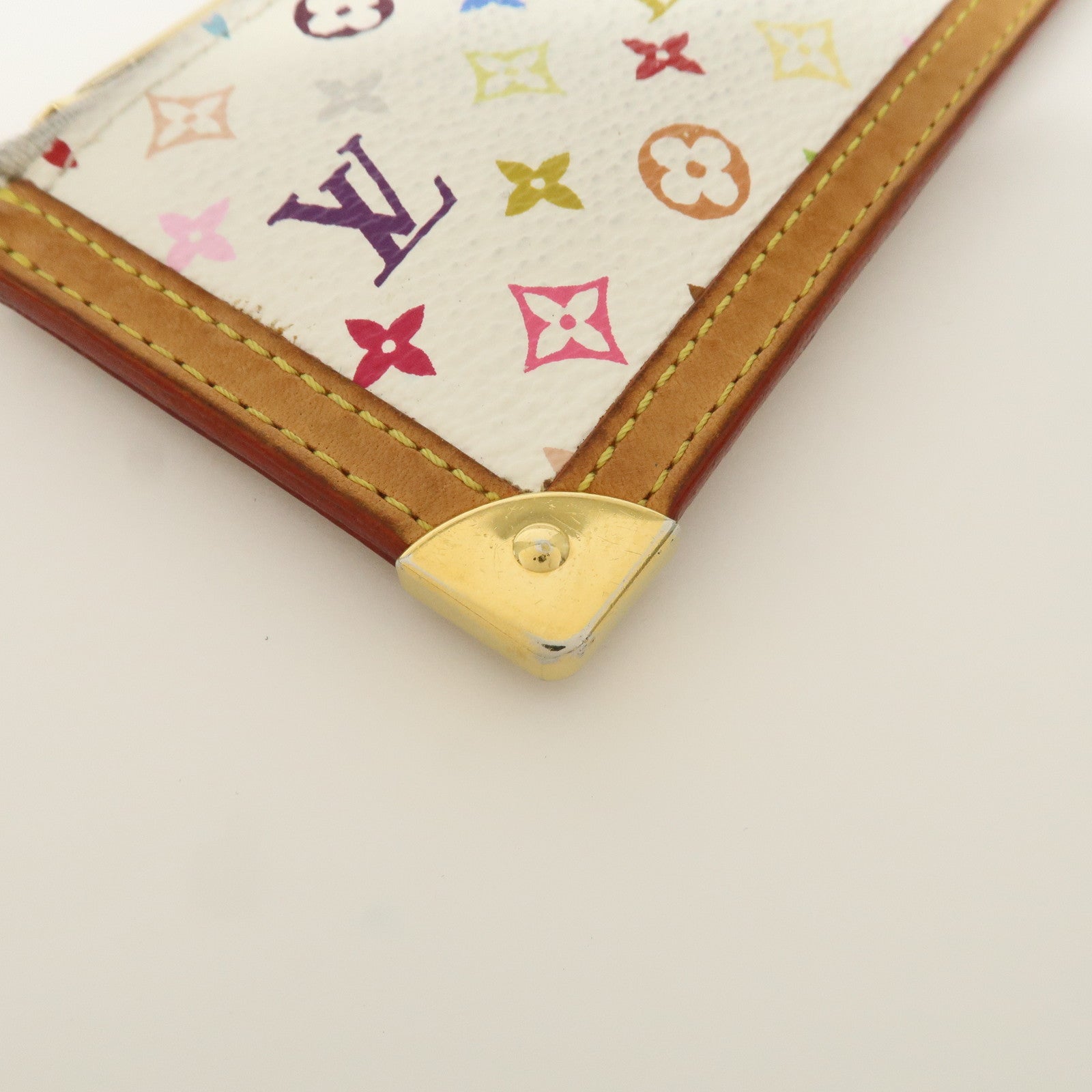 Louis Vuitton Monogram Multicolor Pochette Cles Coin Case Blanc M92655 Used