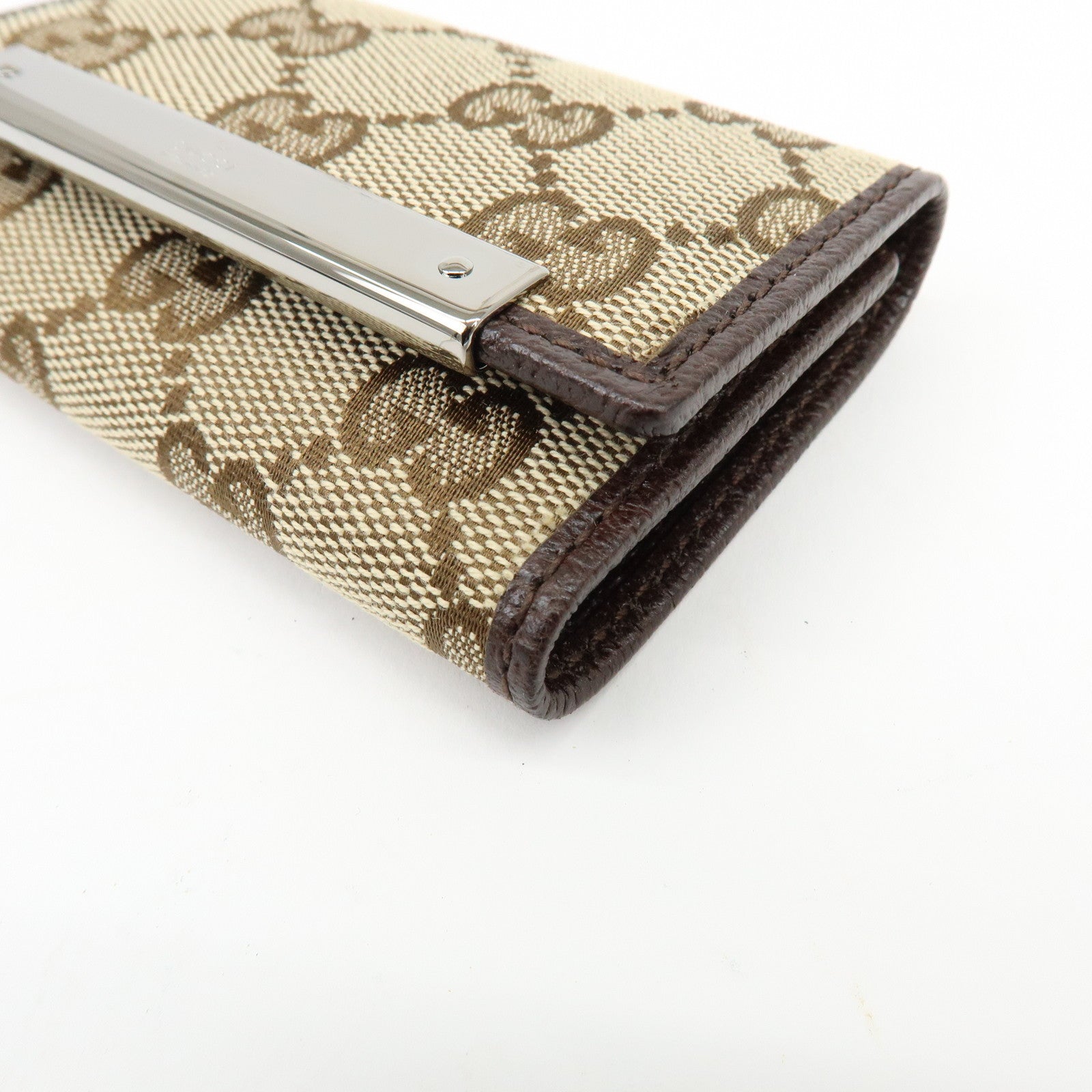 GUCCI GG Canvas Leather 6 Ring Key Case Beige Brown 127048