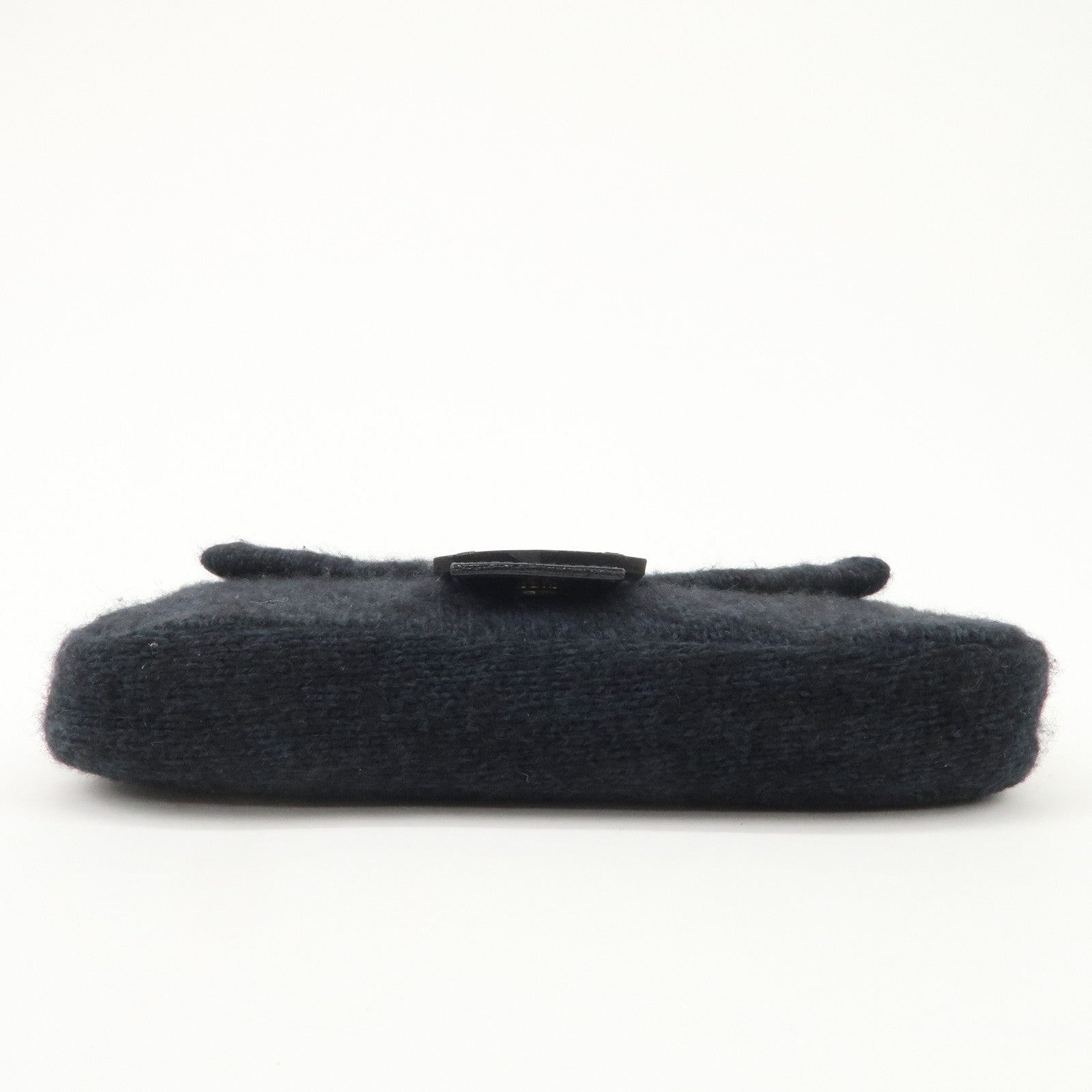 FENDI Mamma Baguette Knit Leather Shoulder Bag Dark Navy 26424