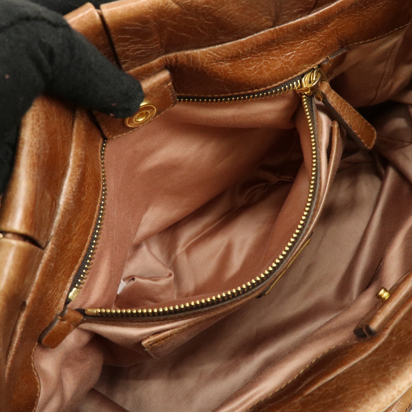 MIU MIU Leather 2Way Bag Hand Bag Shoulder Bag Brown RT0383