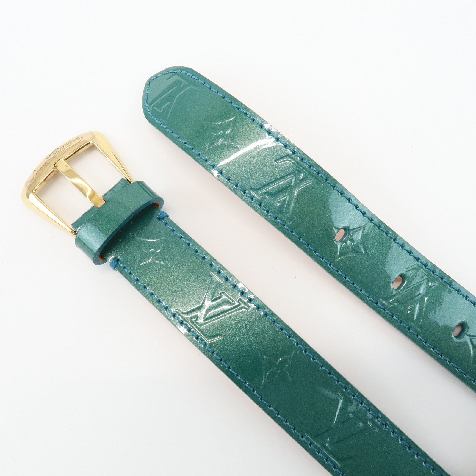 Louis Vuitton Monogram Vernis Leather Ceinture Belt Blue Galactic