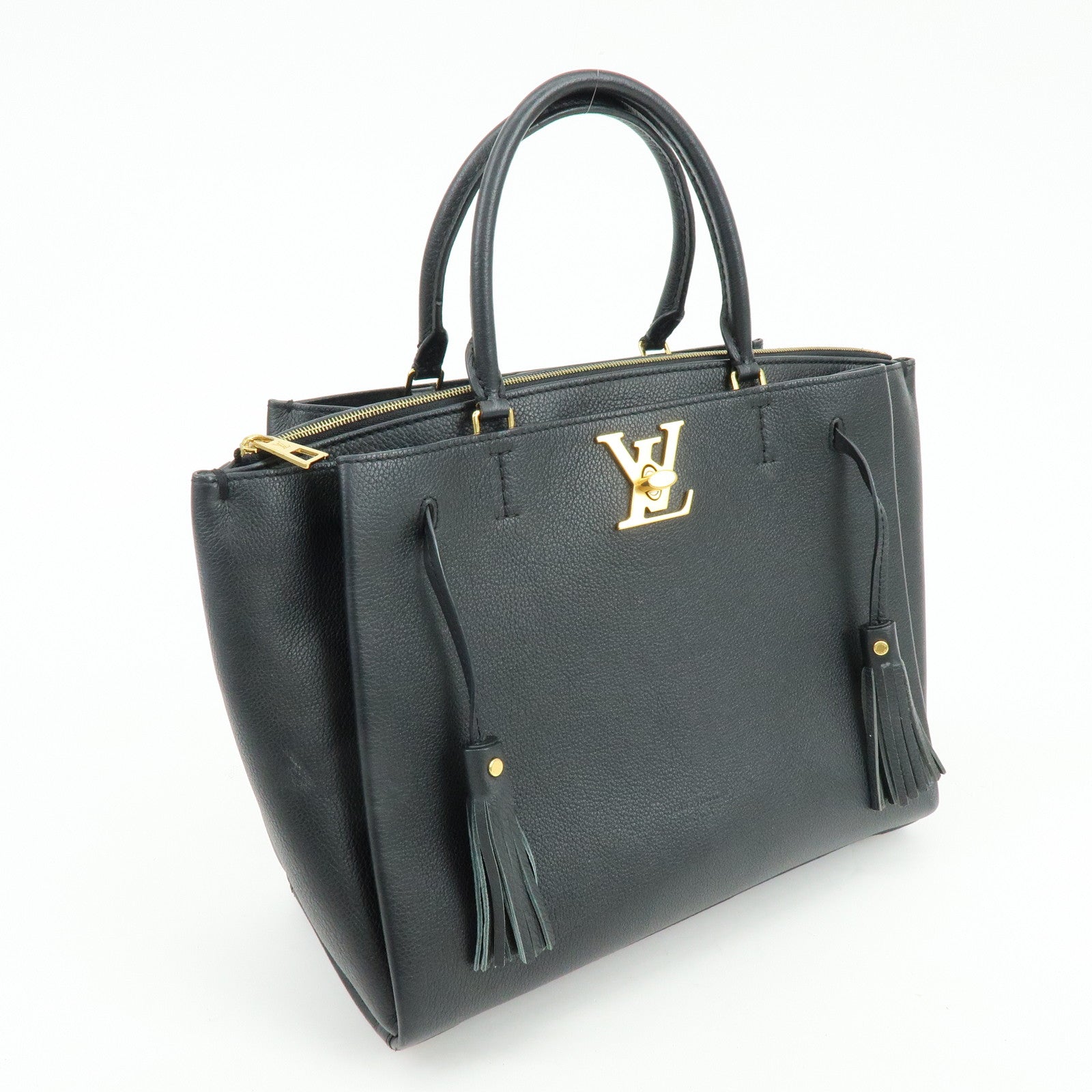 Louis Vuitton Lock Me Calf Leather Hand Bag Noir Black M54569
