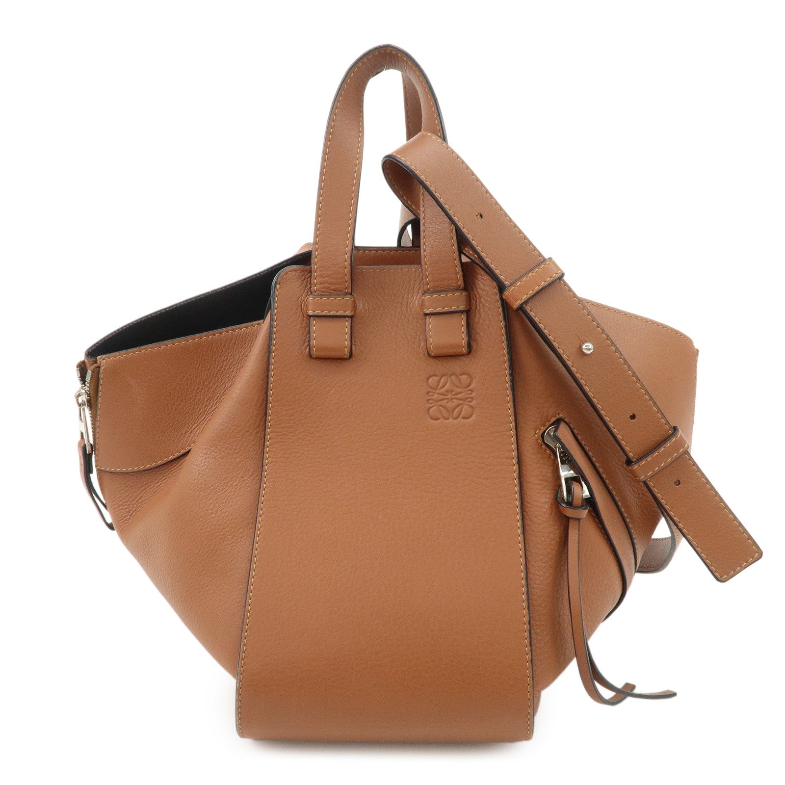LOEWE Leather Hammock Small 2Way Bag Shoulder Bag Tan Used