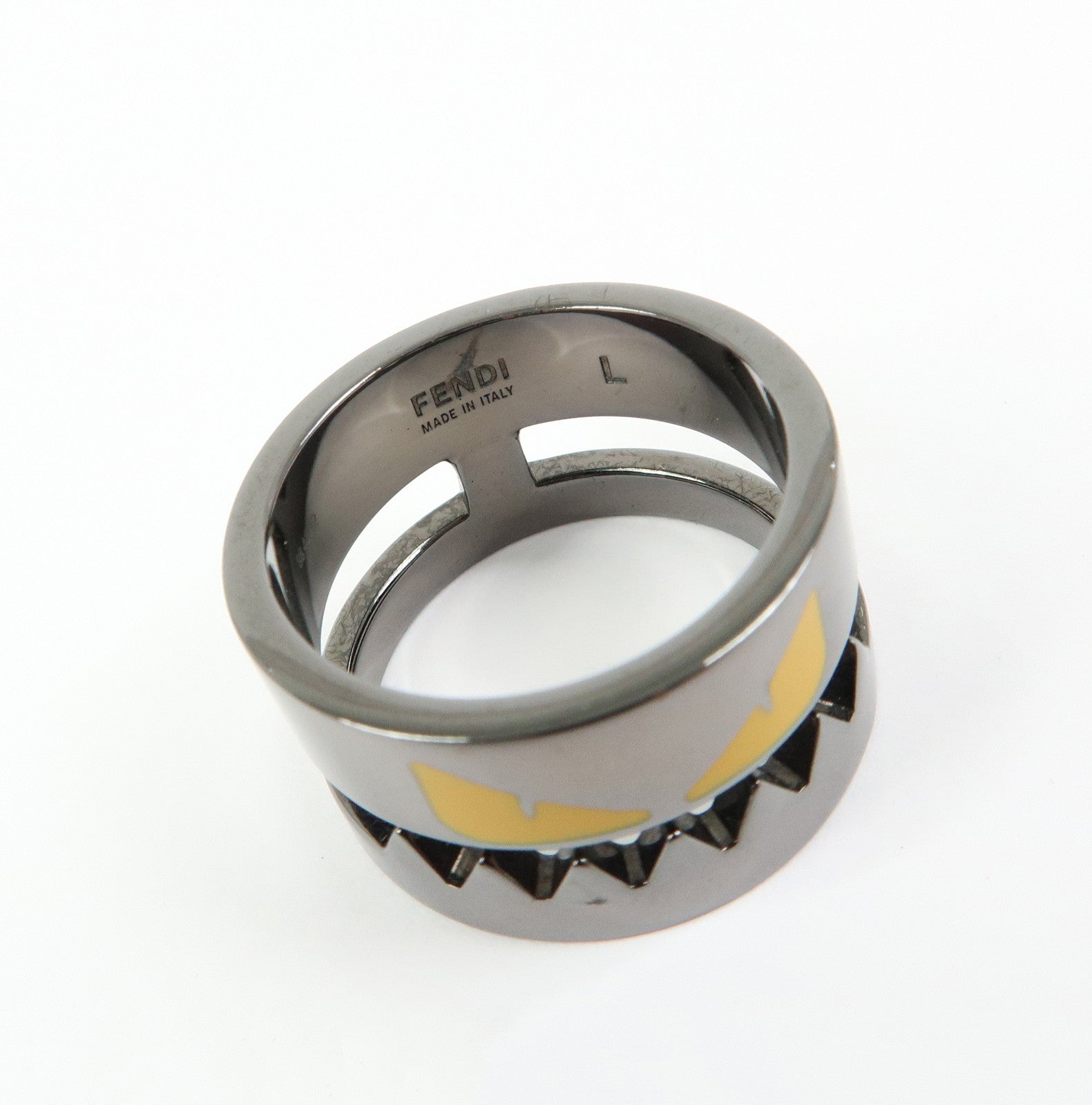 FENDI Monster Metal Ring Black Silver US11.5 EU66 HK26 Size L