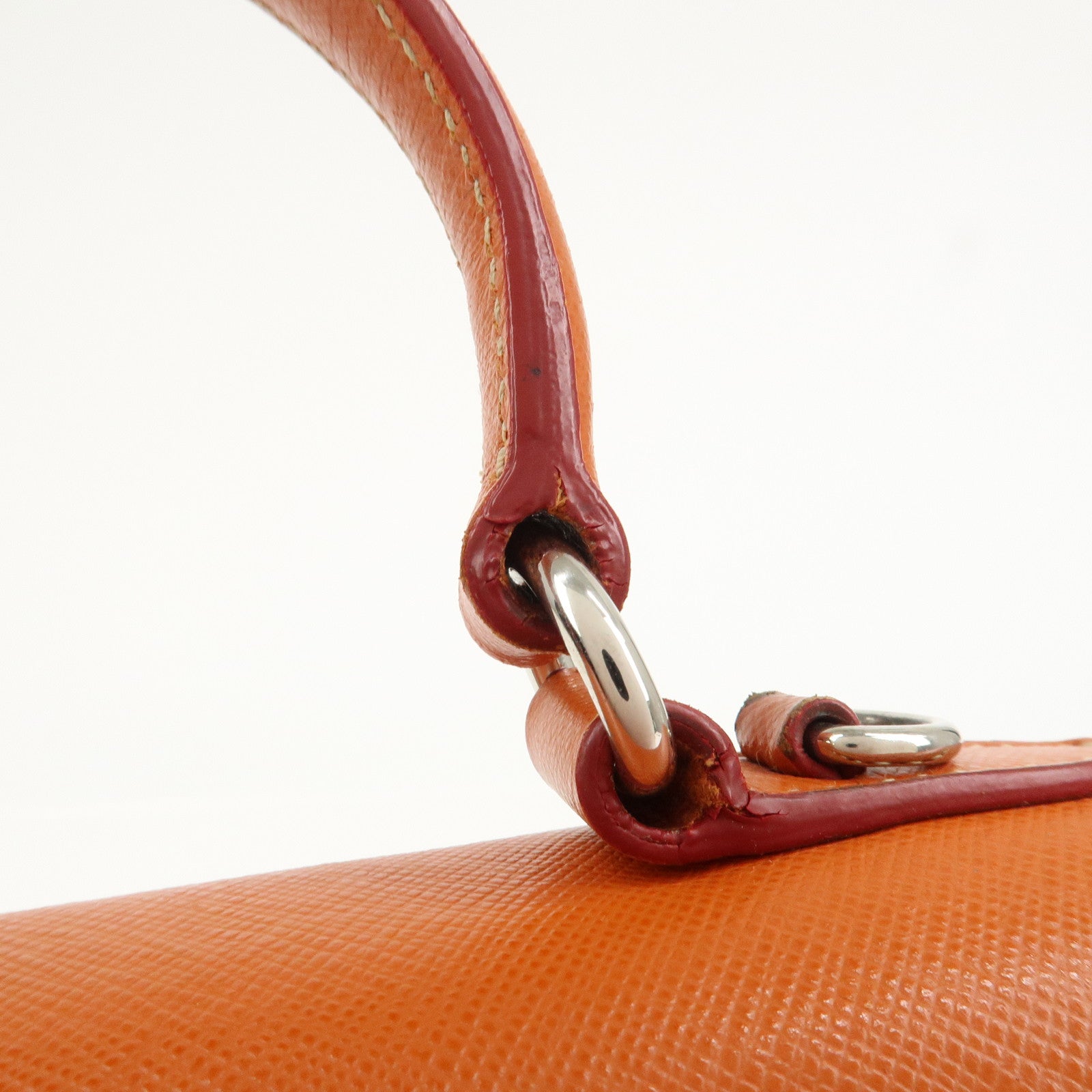PRADA Saffiano Leather 2 Way Bag Tote Bag Shoulder Bag Orange Red