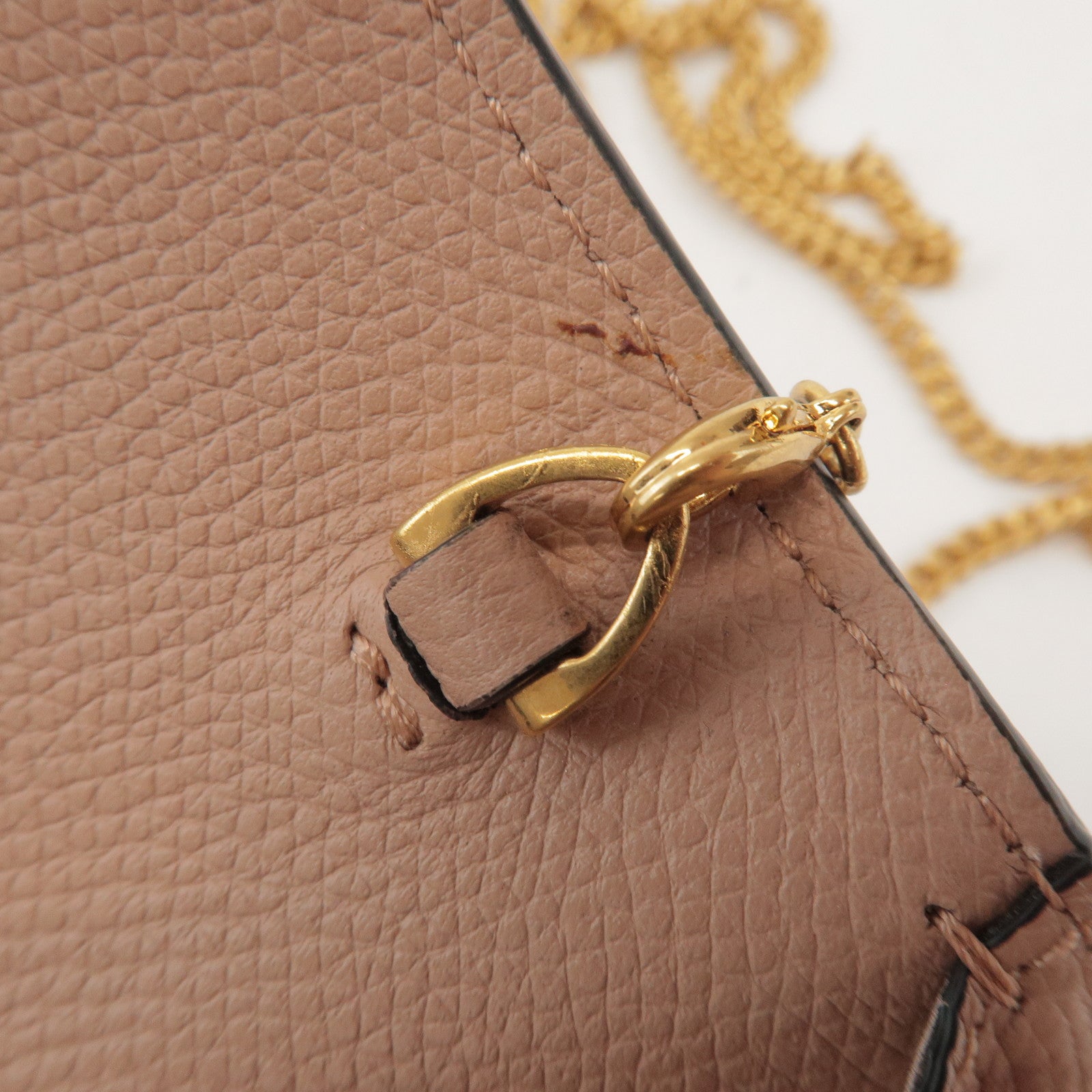 VALENTINO V Sling Leather Shoulder Bag Crossbody Bag Pink Beige