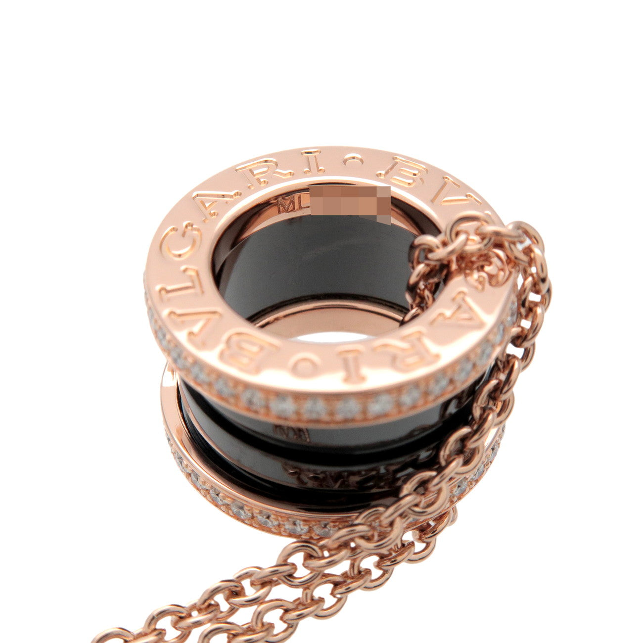 BVLGARI B-zero1 Diamond Necklace K18 750PG Ceramic Rose Gold Black