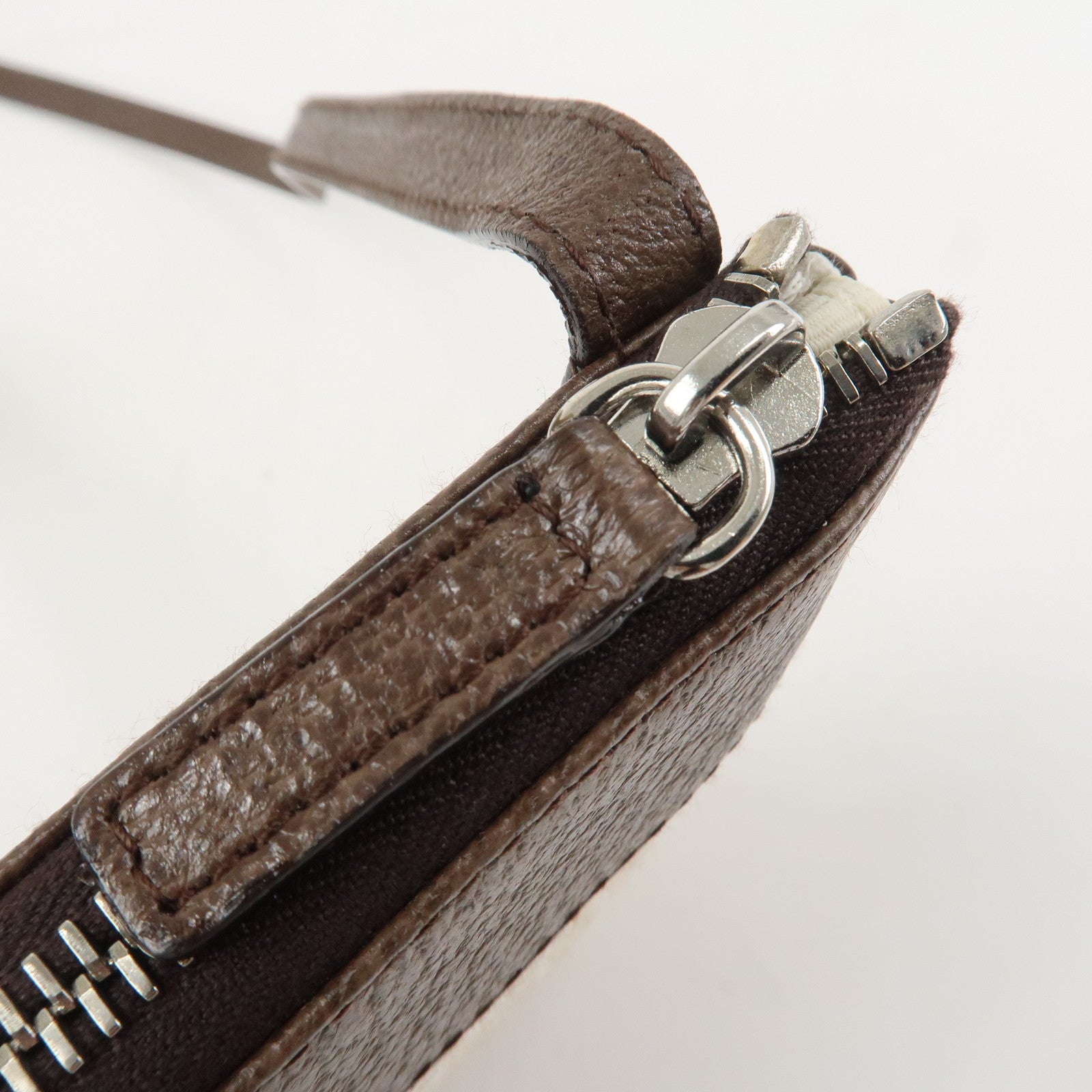 BVLGARI Logo Mania Leather Canvas Shoulder Bag Beige Brown