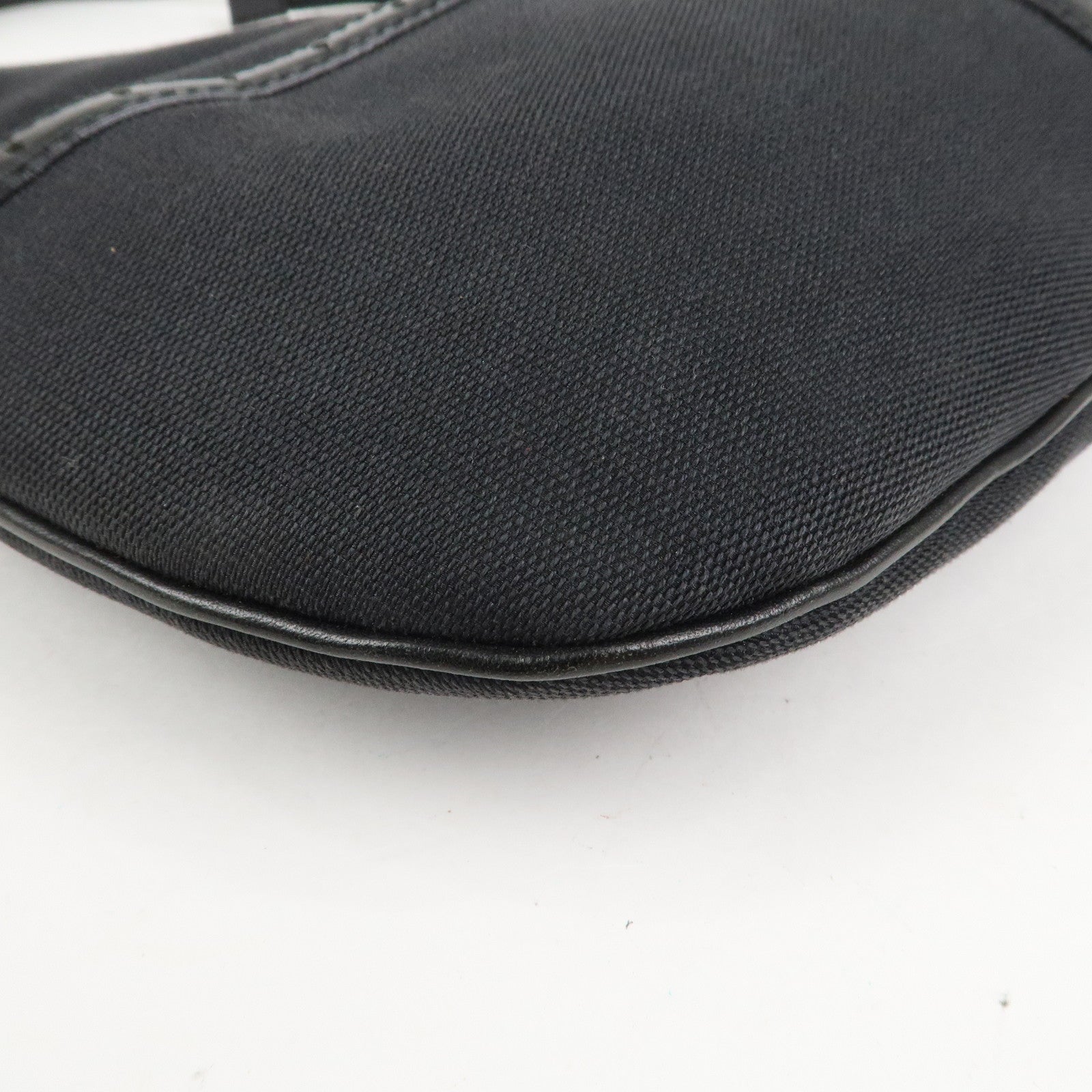 GUCCI Interlocking G Canvas Leather One Shoulder Bag Black 114869