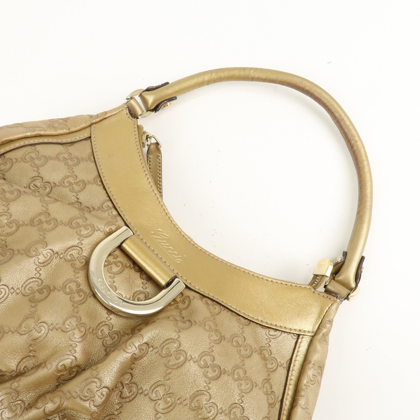 GUCCI Abbey Guccissima Leather Shoulder Bag Hand Bag Gold 190525 Used