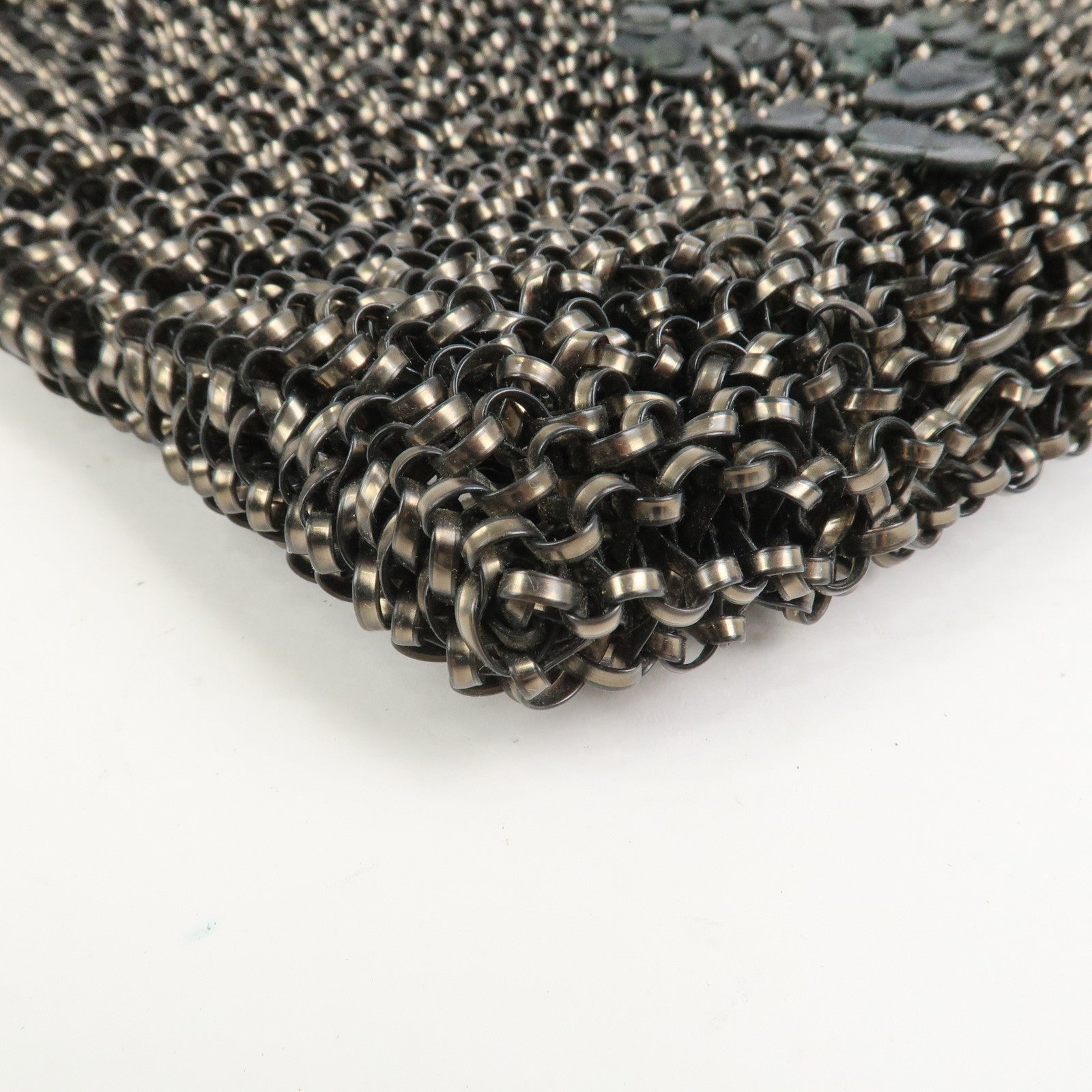 ANTEPRIMA Wire Bag PVC Leather Hand Bag Flower Motif Black Gold