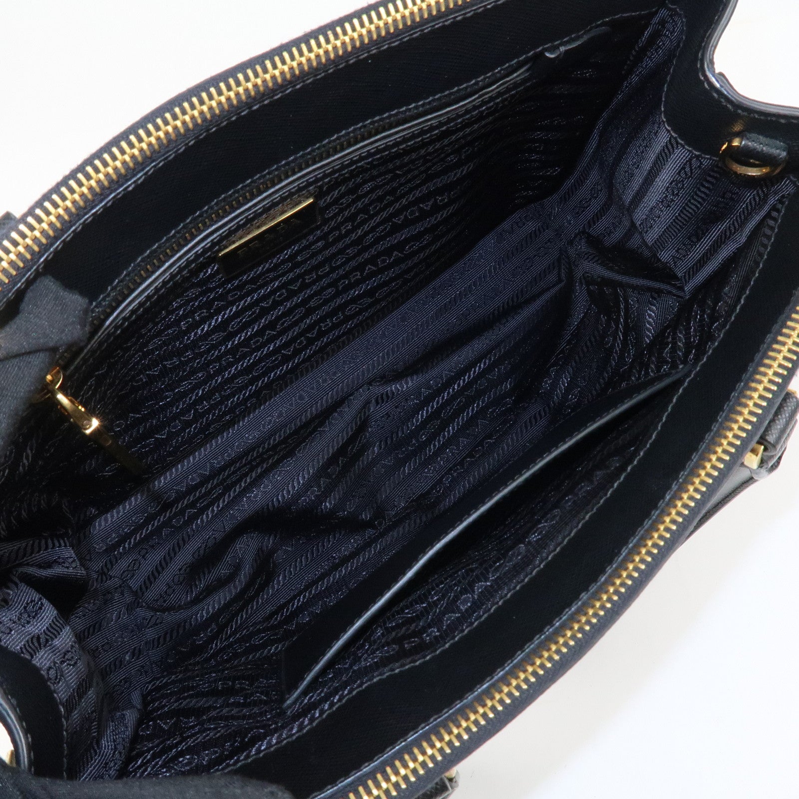 PRADA Triangle Logo Saffiano Leather 2Way Shoulder Bag Black BN2863