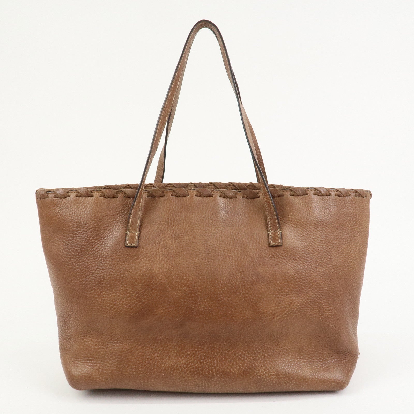 GUCCI Bamboo Fringe Leather Tote Bag Shoulder Bag Brown 218780