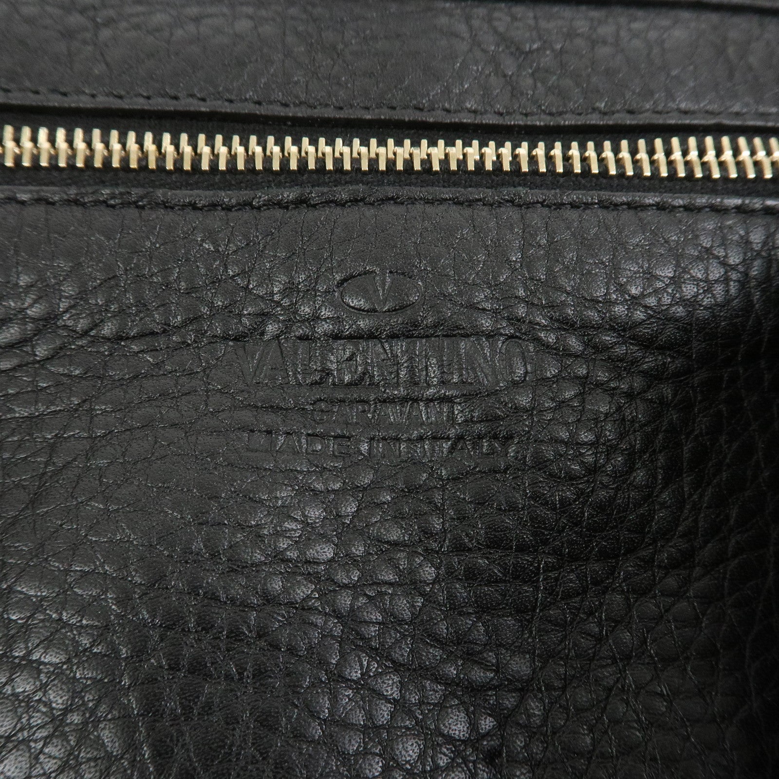 VALENTINO Rockstud Leather Tote Bag Hand Bag Shoulder Bag Black