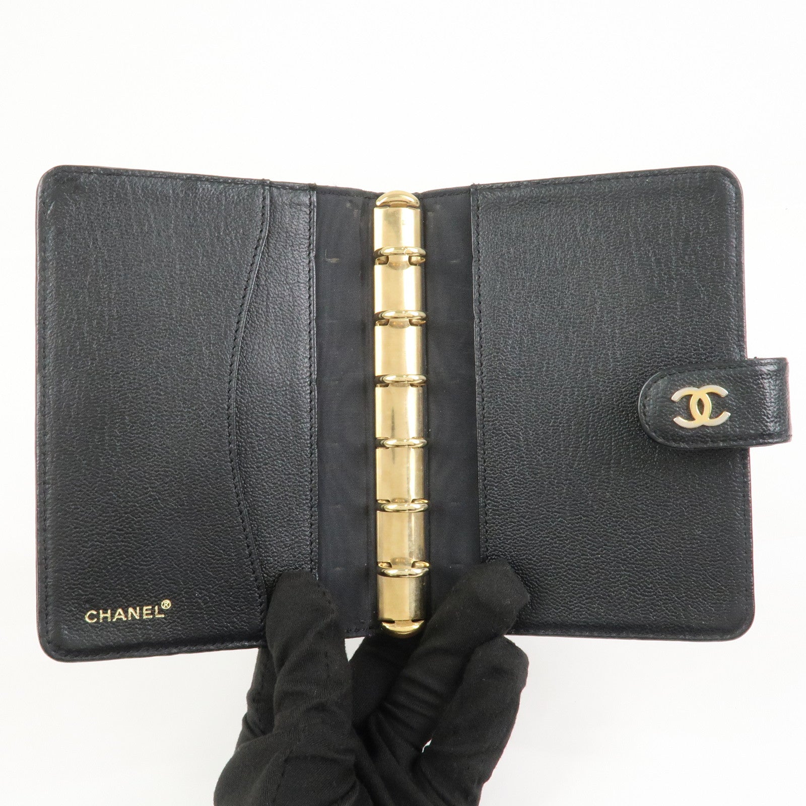 CHANEL COCO Mark Leather Planner Cover Agenda Black
