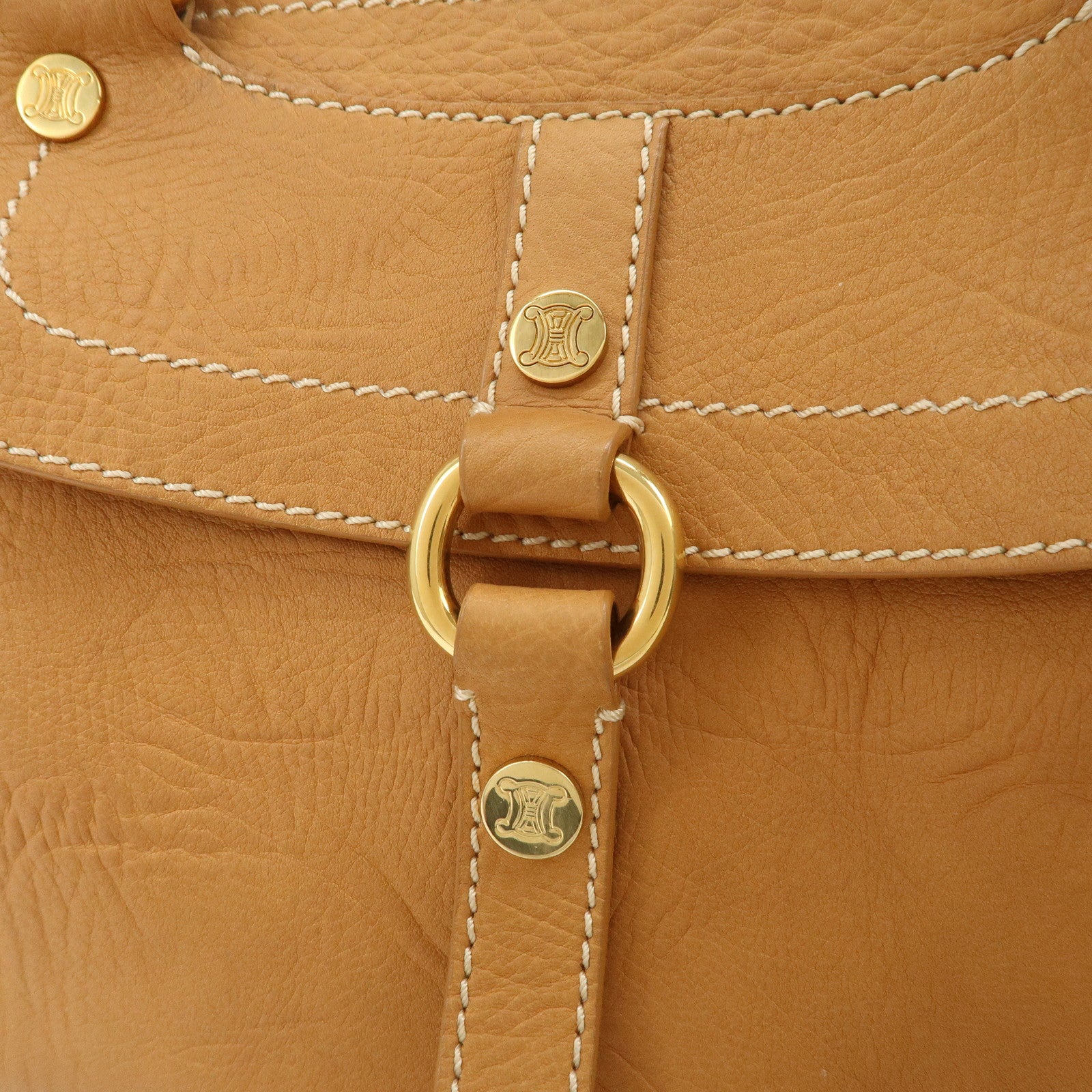 CELINE Leather Boogie Bag Hand Bag Tote Bag Camel