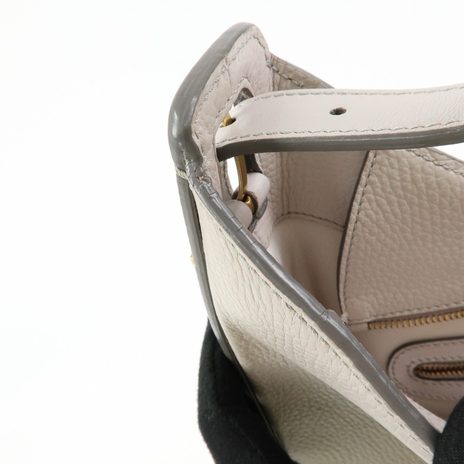 TOD'S OBOE Medium Leather Shoulder Bag Hand Bag Gray