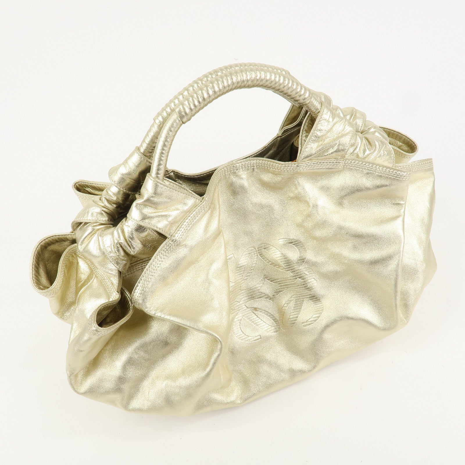 LOEWE Anagram Nappa Aire Leather Hand Bag Shoulder Bag Gold