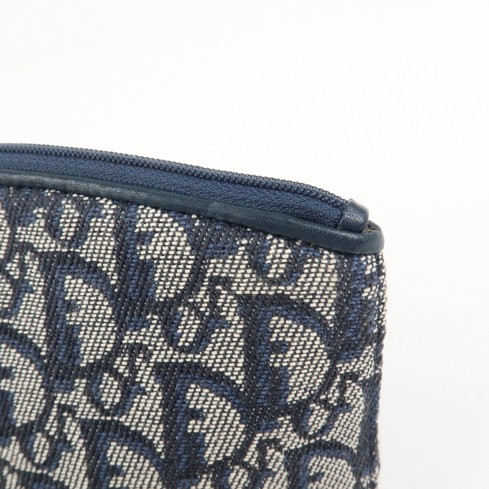 Christian Dior Trotter Canvas Leather Pouch Cosmetic Pouch Navy