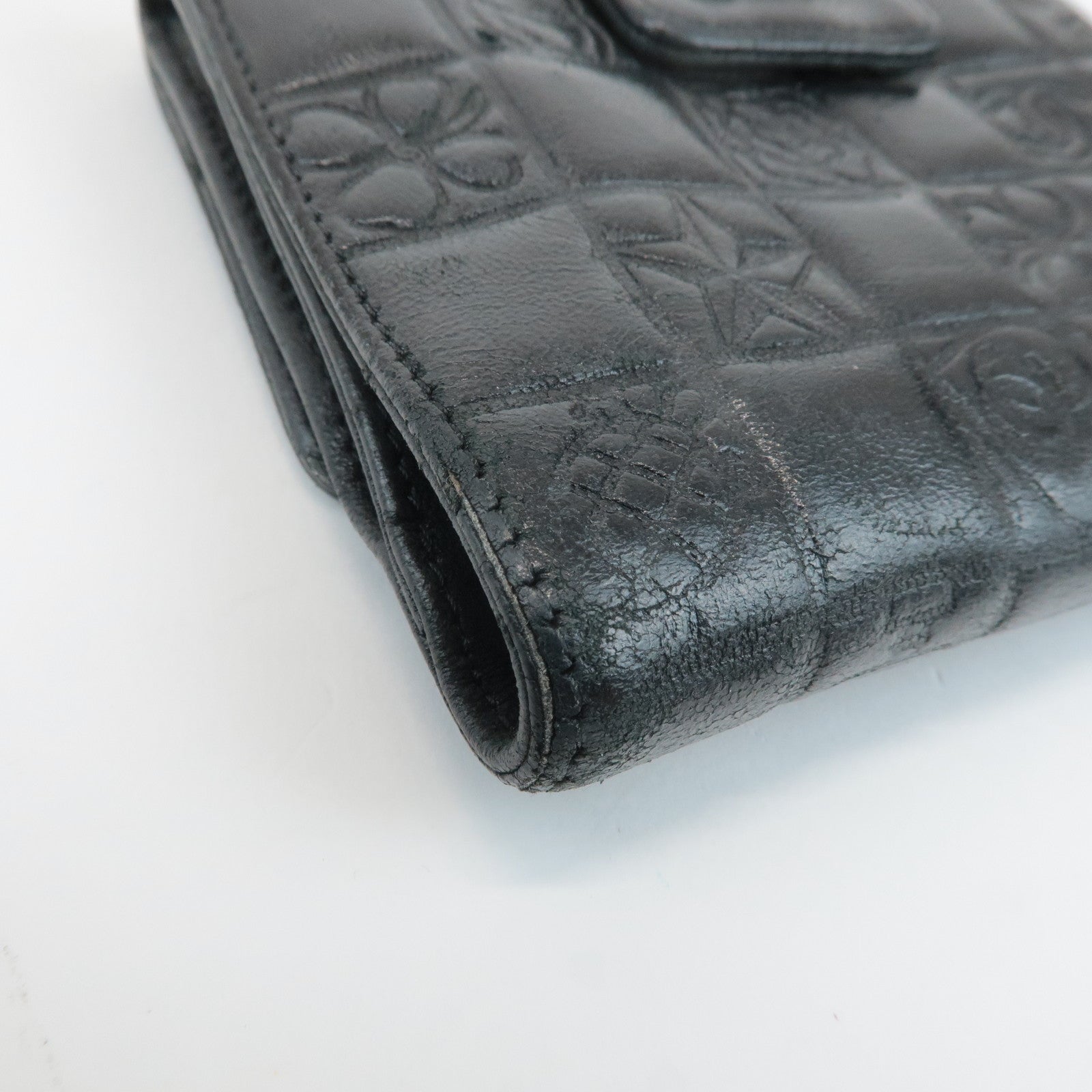 CHANEL COCO Mark Double Hook Compact Wallet Black 9837165 Used