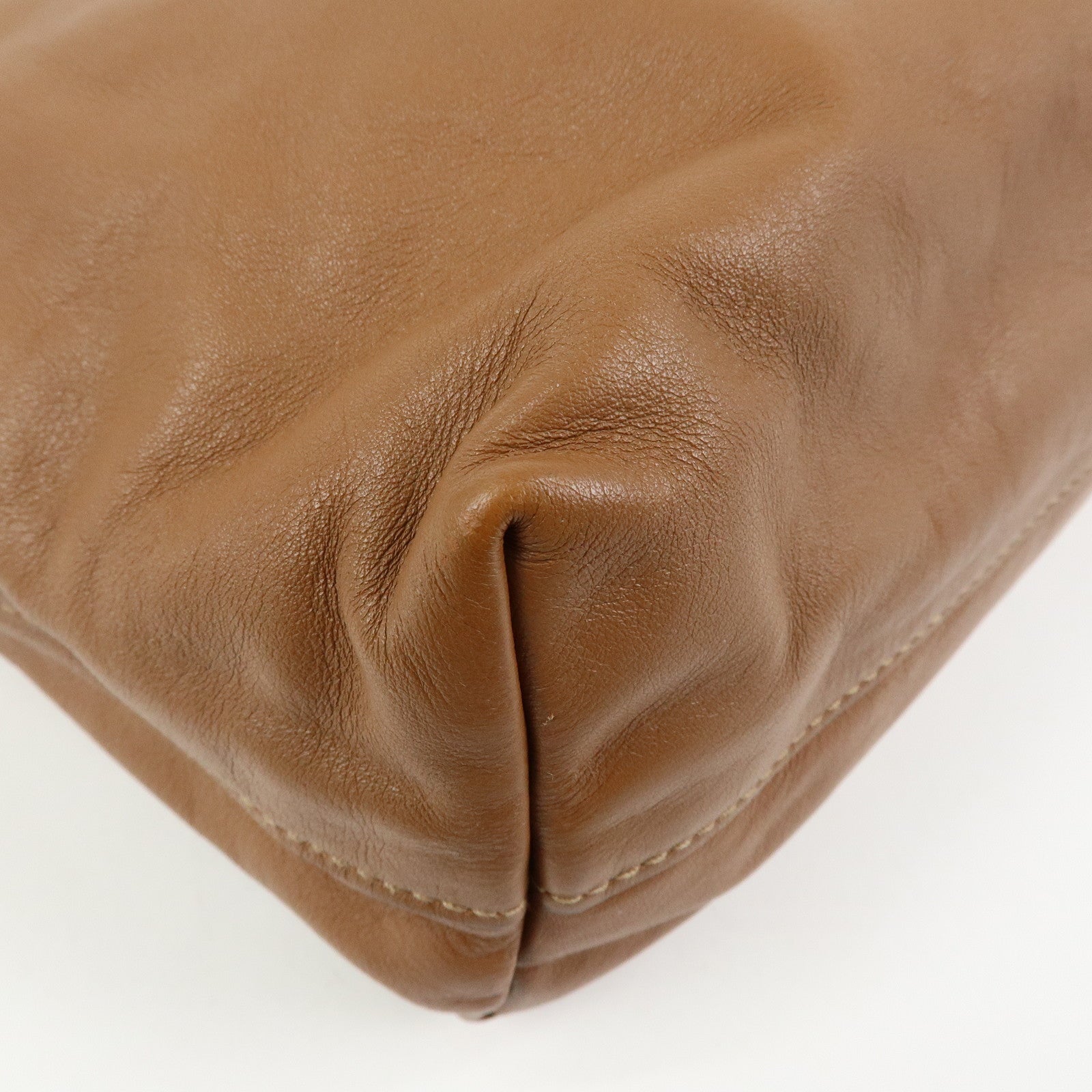 PRADA Logo Leather 2Way Tote Bag Shoulder Bag Brown BN1713