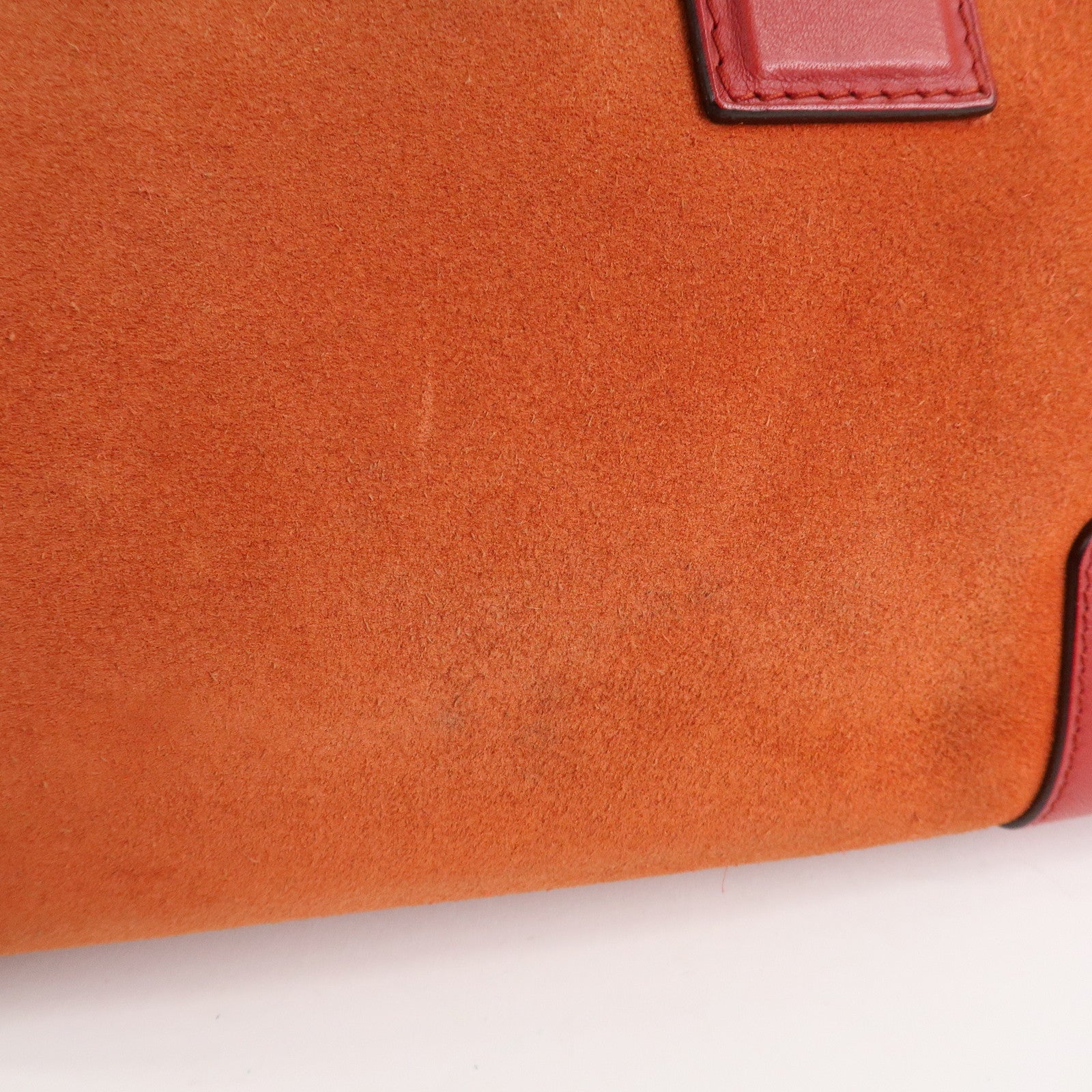 LOEWE Anagram Leather Suede Amazona 28 Hand Bag Orange Red