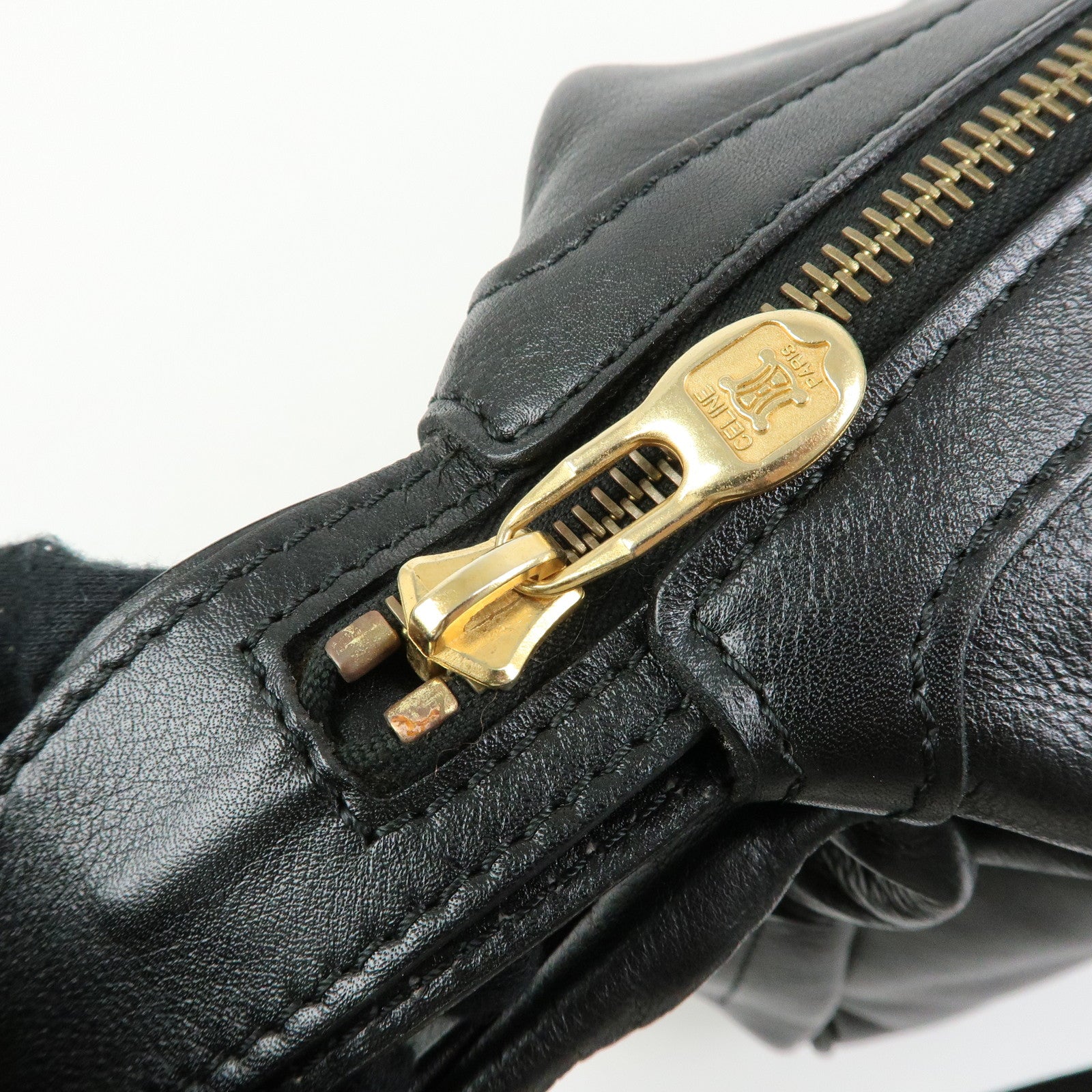 CELINE Leather Toggle Belt Shoulder Bag Crossbody Bag Black