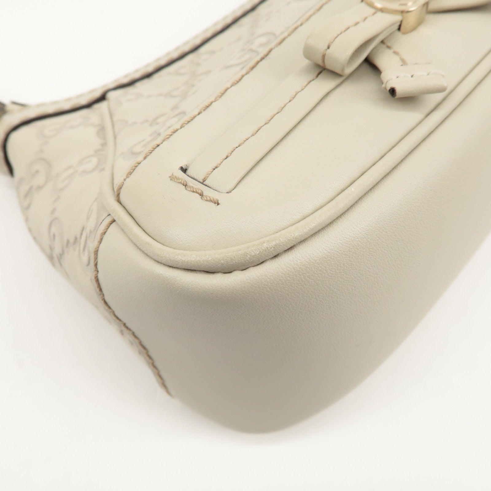 GUCCI Guccissima Mayfair Leather Shoulder Hand Bag Ivory 269893 Used