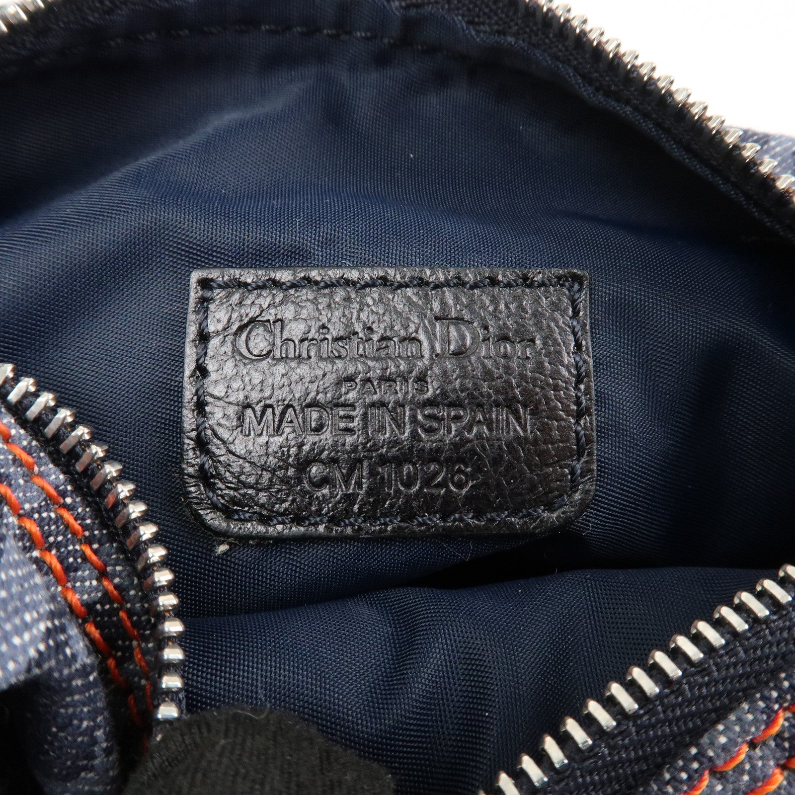 Christian Dior Denim Cosmetic Pouch Indigo Blue Orange