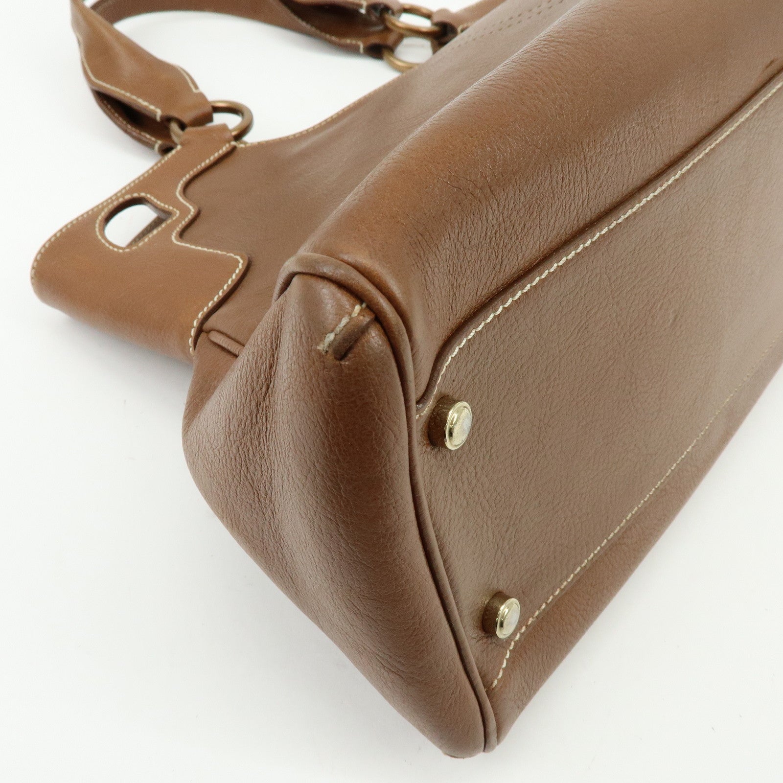 Cartier Marcello de Cartier Leather Hand Bag Tote Bag Brown