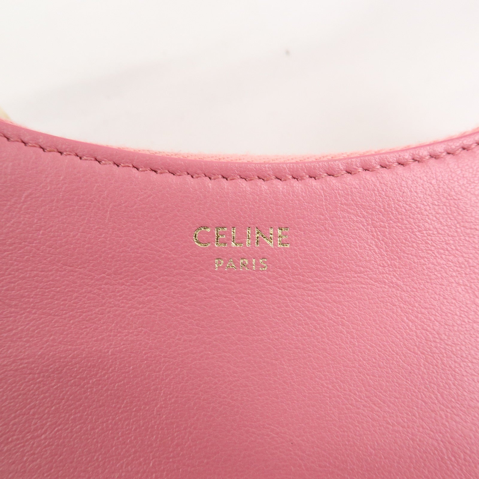 CELINE Ava Leather Hand Bag Hand Pouch Pink