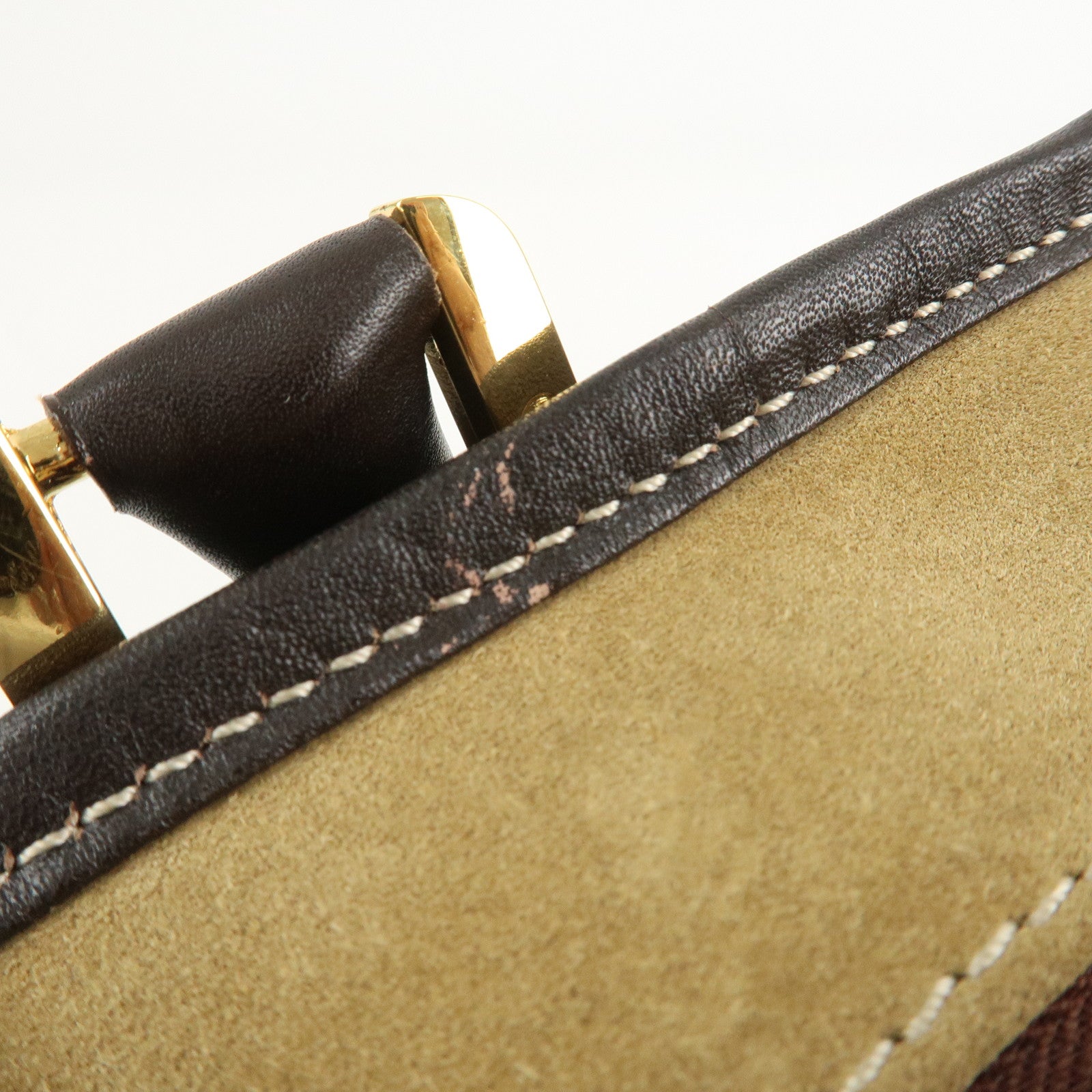 LOEWE Anagram Leather Amazona 40 Hand Bag Beige Brown