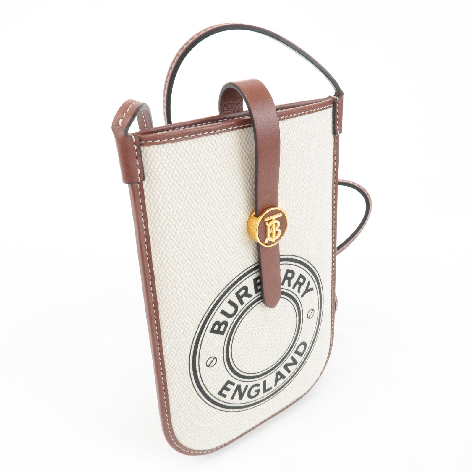 BURBERRY ANNE Phone CB Canvas Leather Smart Phone Shoulder Bag