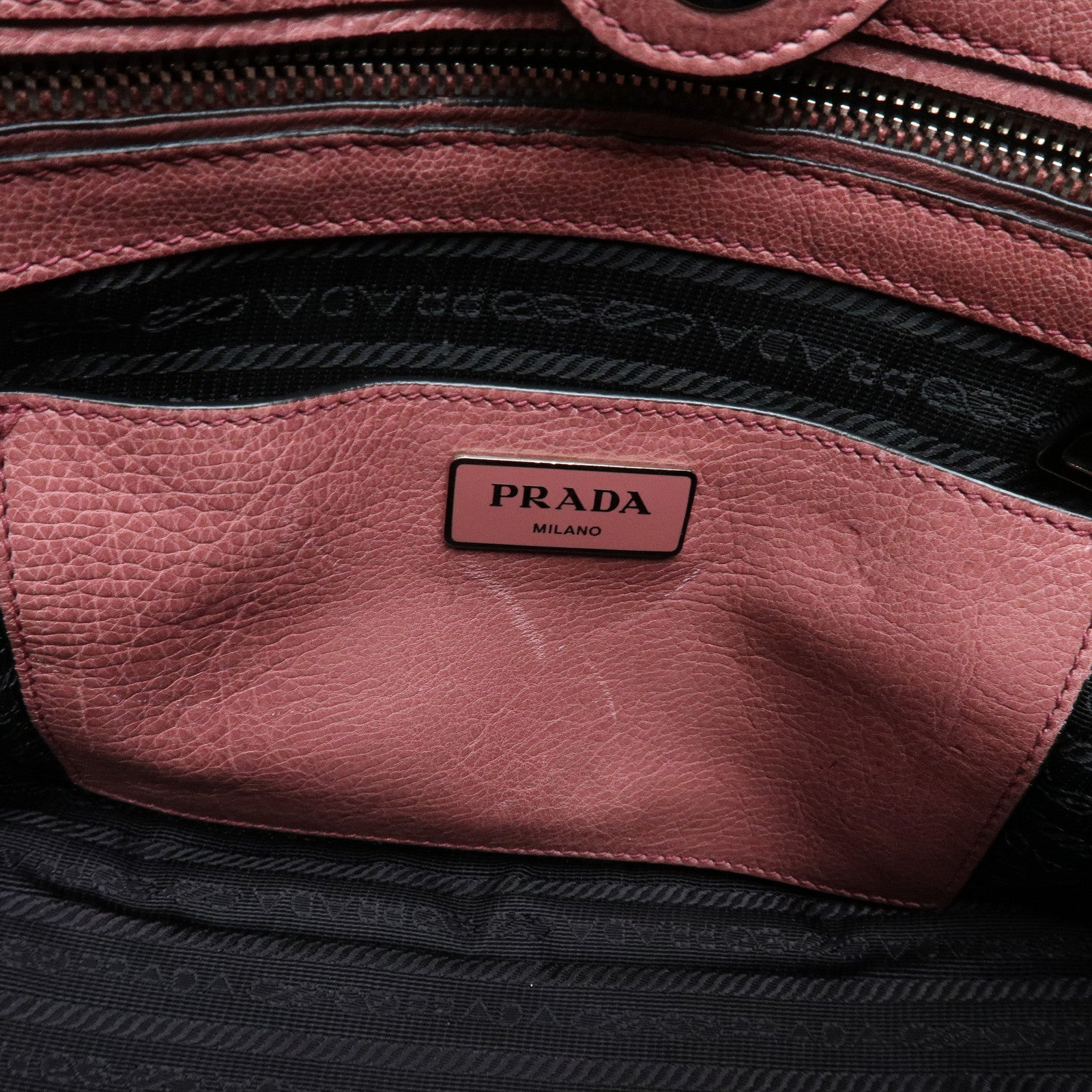 PRADA Triangle Logo Leather 2Way Bag Hand Bag Shoulder Bag Pink