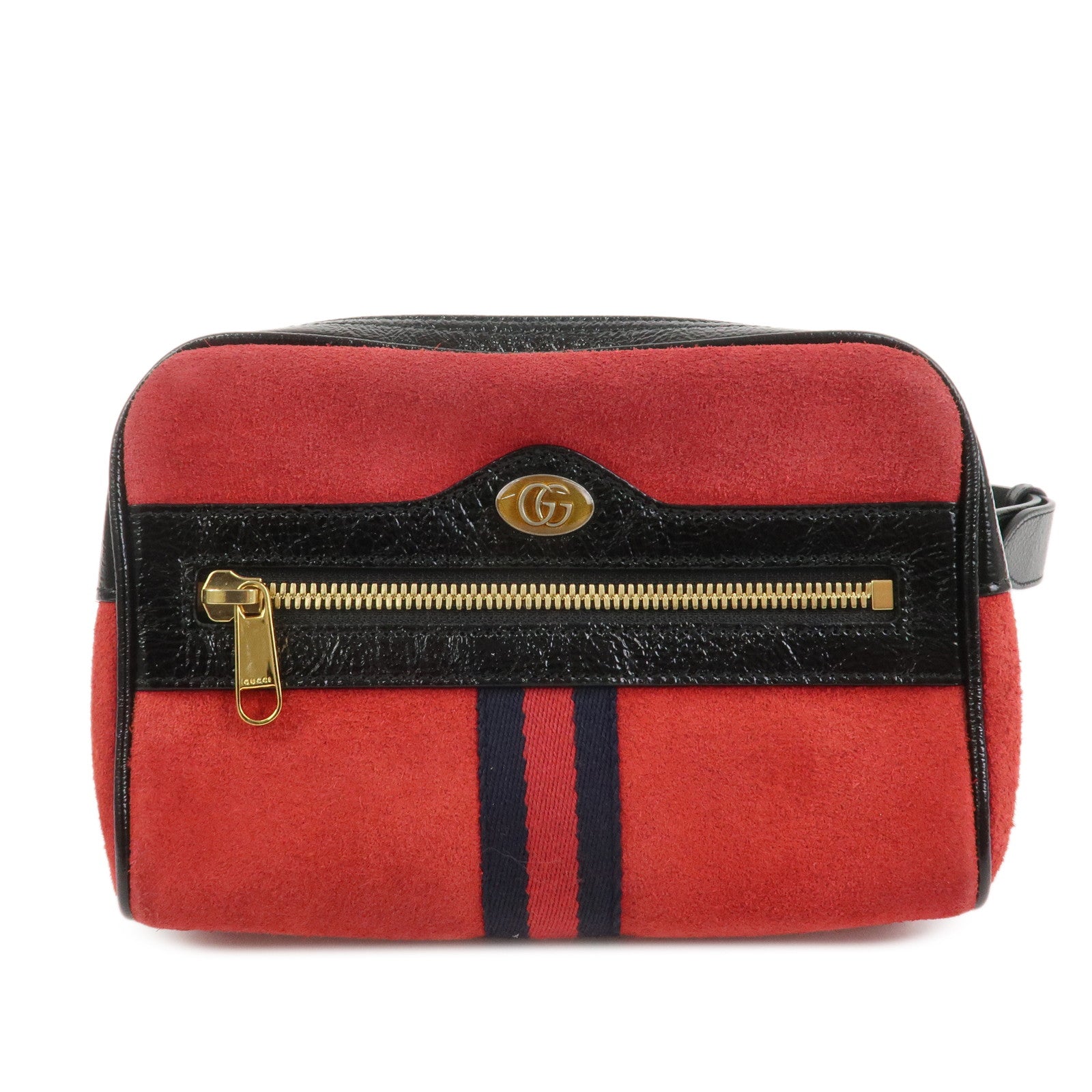 GUCCI Sherry GG Marmont Suede Waist Pouch Body Bag Red Black 517076