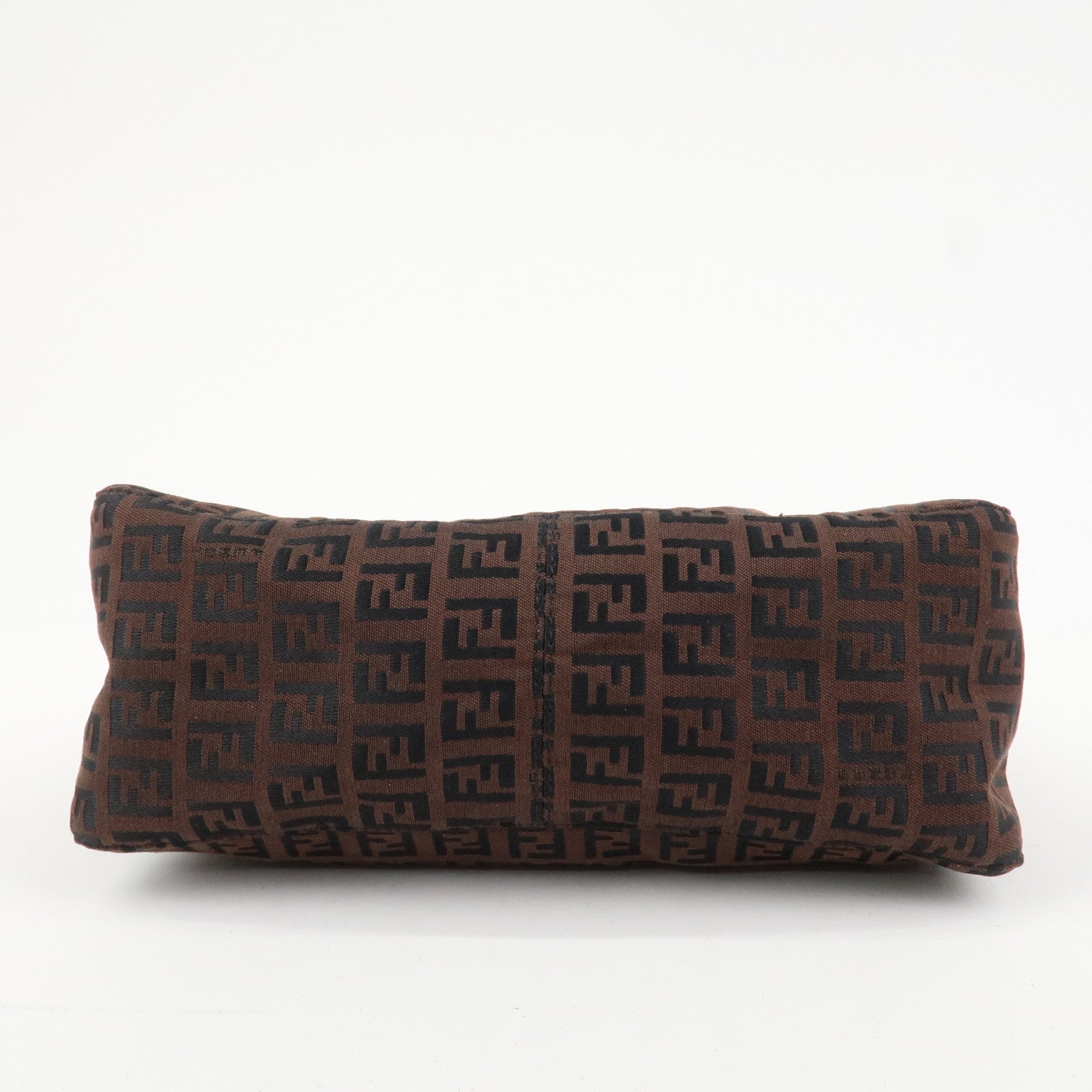 FENDI Zucchino Canvas Leather Shoulder Bag Hand Bag Brown 8BR444