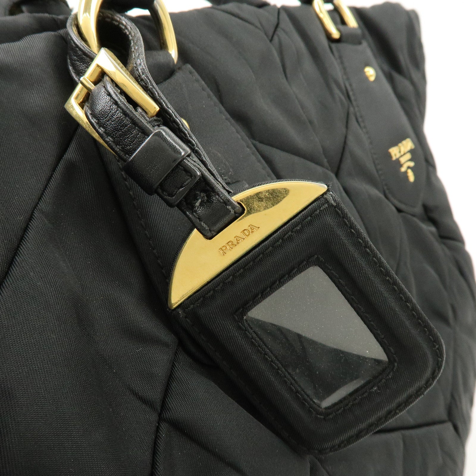 PRADA Nylon 2Way Bag Hand Bag Shoulder Bag Black BN1593