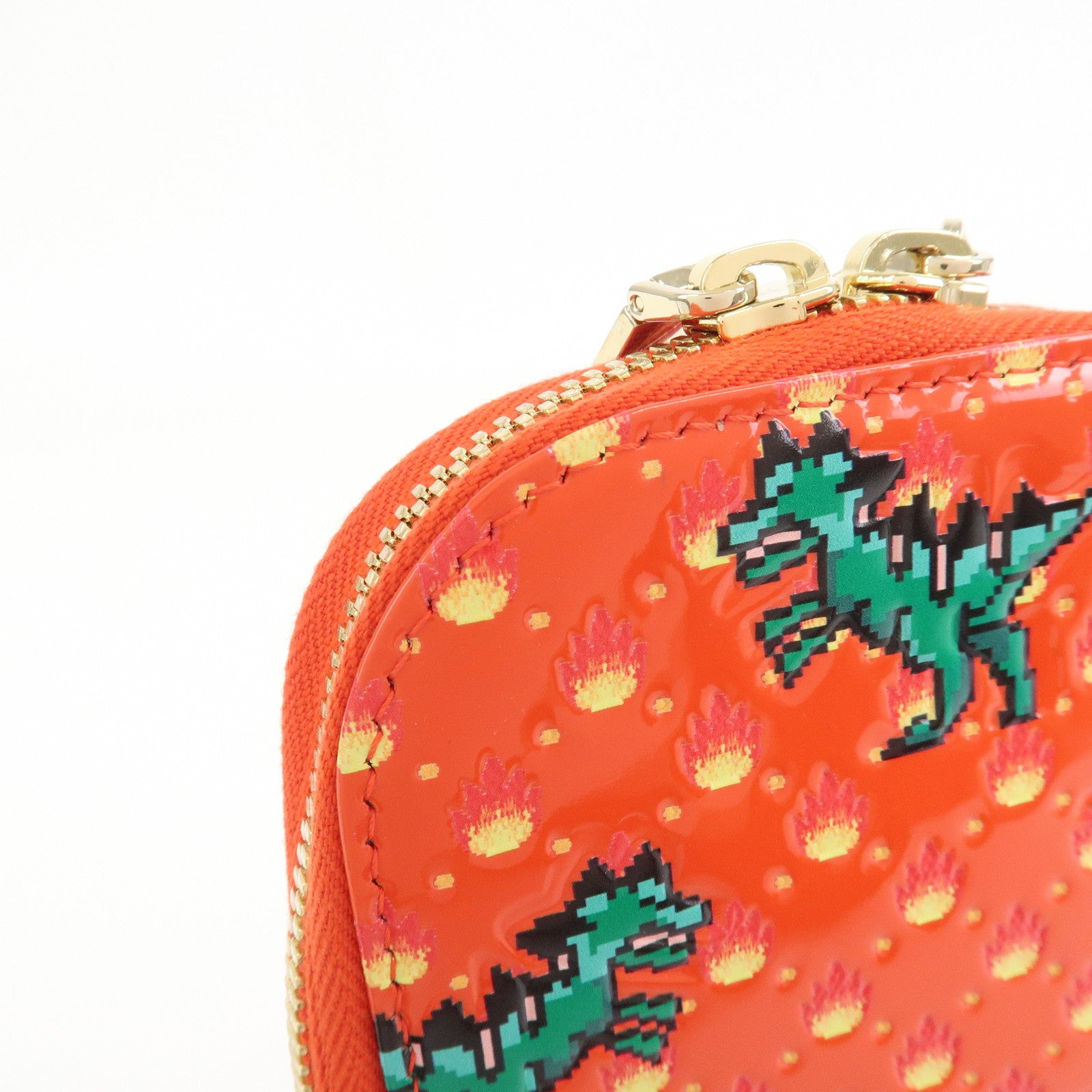 Christian Dior Dinosaur Motif Patent Leather Hand Bag Shoulder Bag