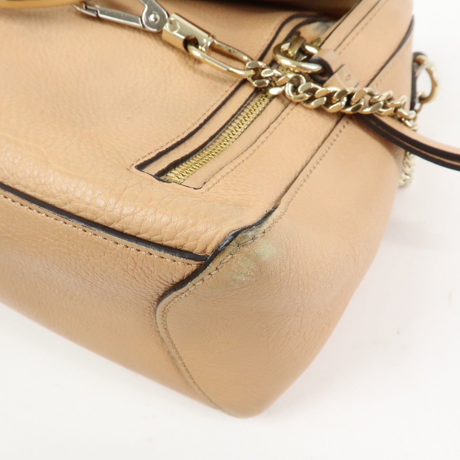 Chloe Leather 2Way Bag Shoulder Bag Hand Bag Beige Authentic Used F/S