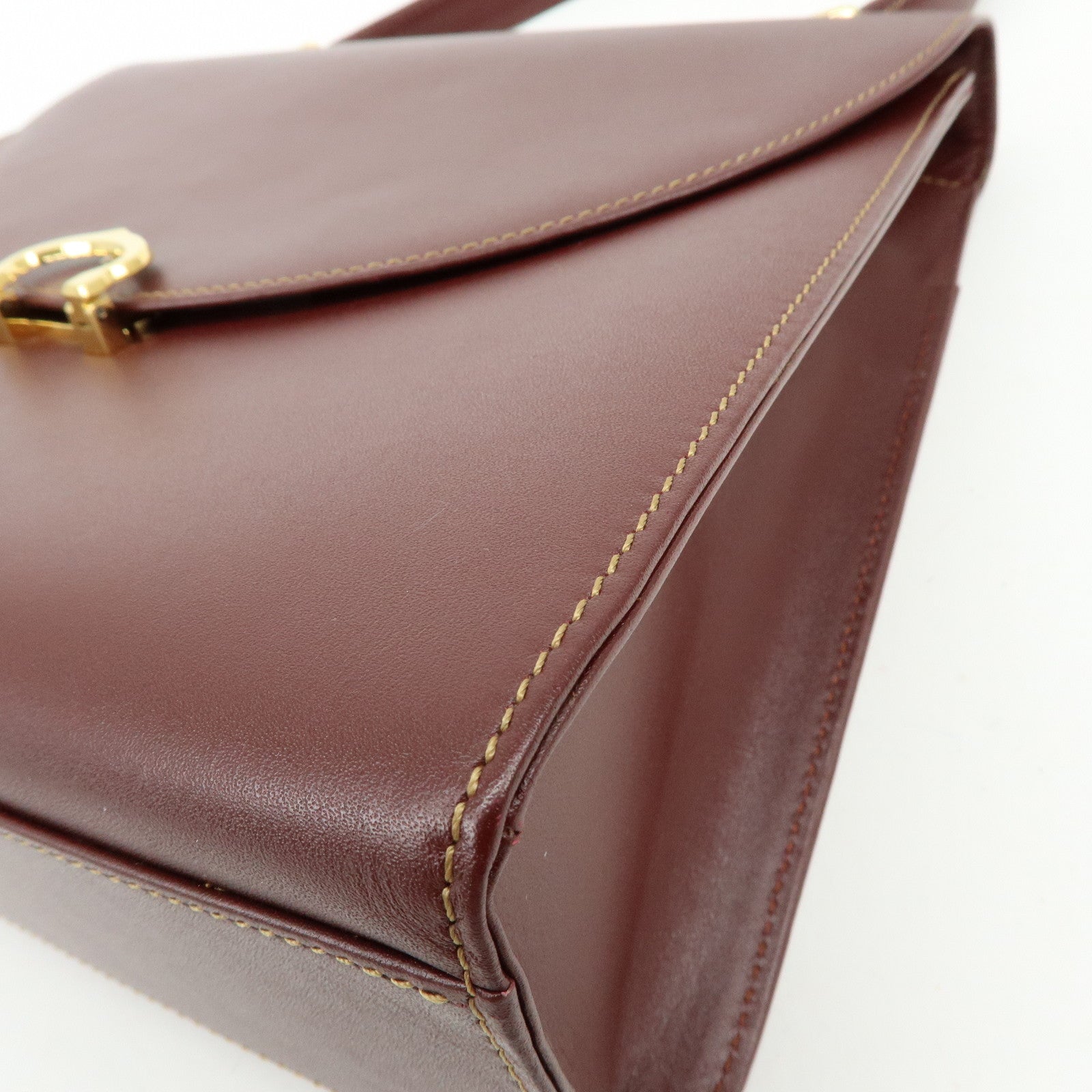 Cartier Must de Cartier Calf Skin Hand Bag Tote Bag Bordeaux