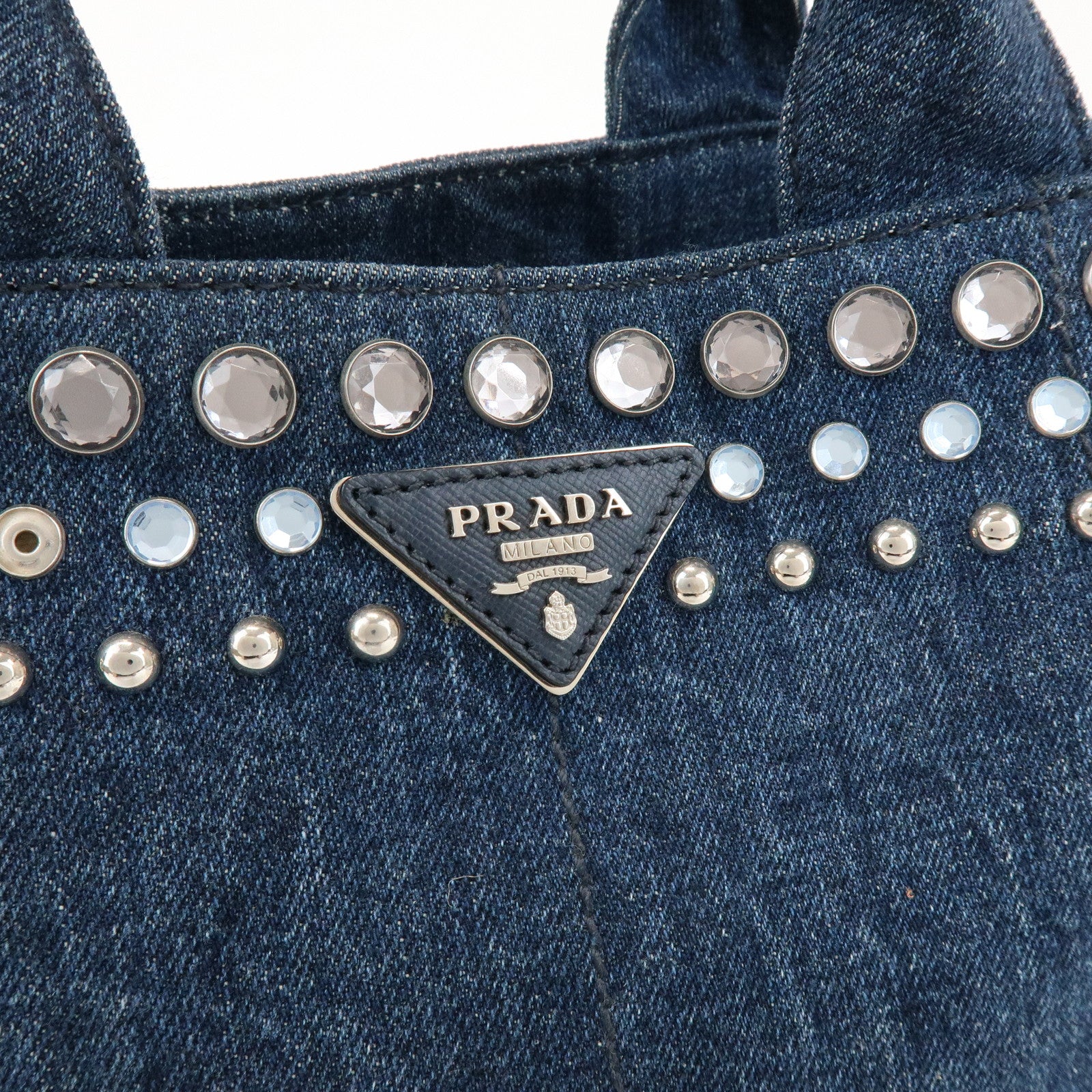 PRADA Canapa Mini 2Way Bag Hand Shoulder Bag Denim Blue B2439G