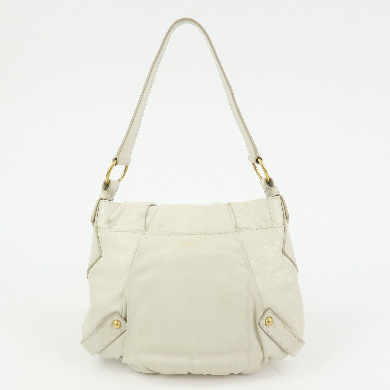 SAINT LAURENT PARIS YSL Ribbon Leather Shoulder Bag Ivory 151216