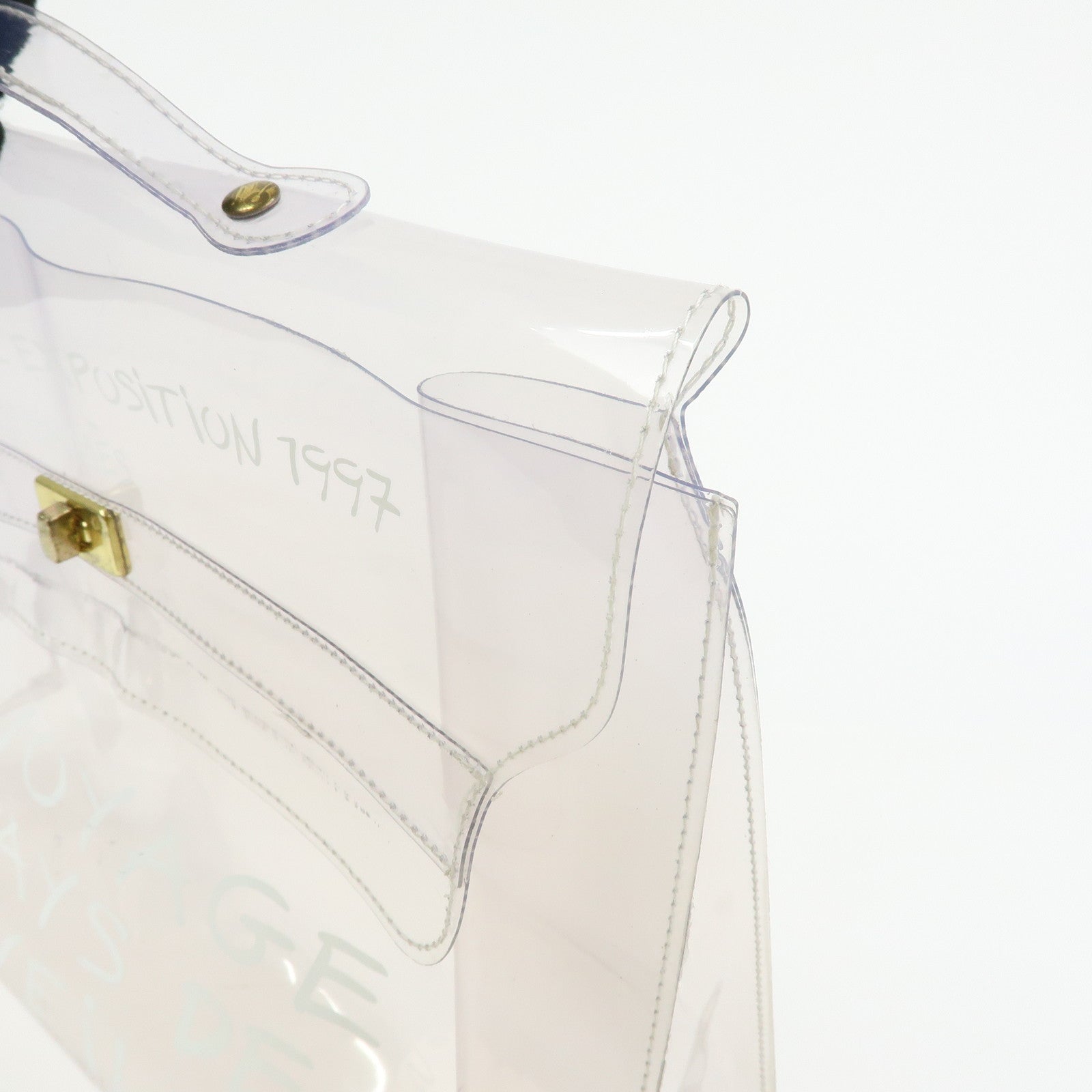 HERMES Kelly Vinyl Hand Bag Clear