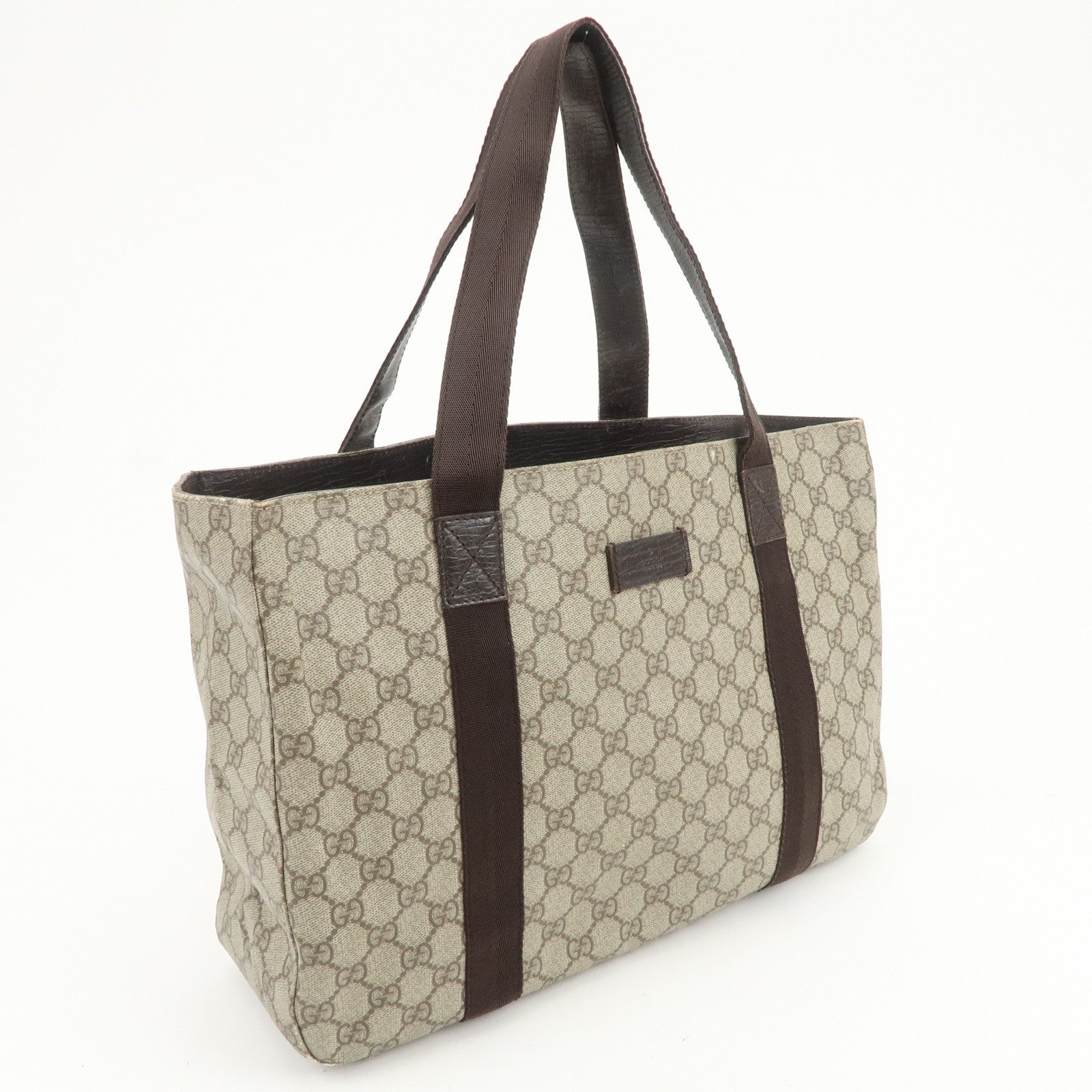 GUCCI GG Supreme Canvas Leather Tote Bag Shoulder Bag Brown 141624