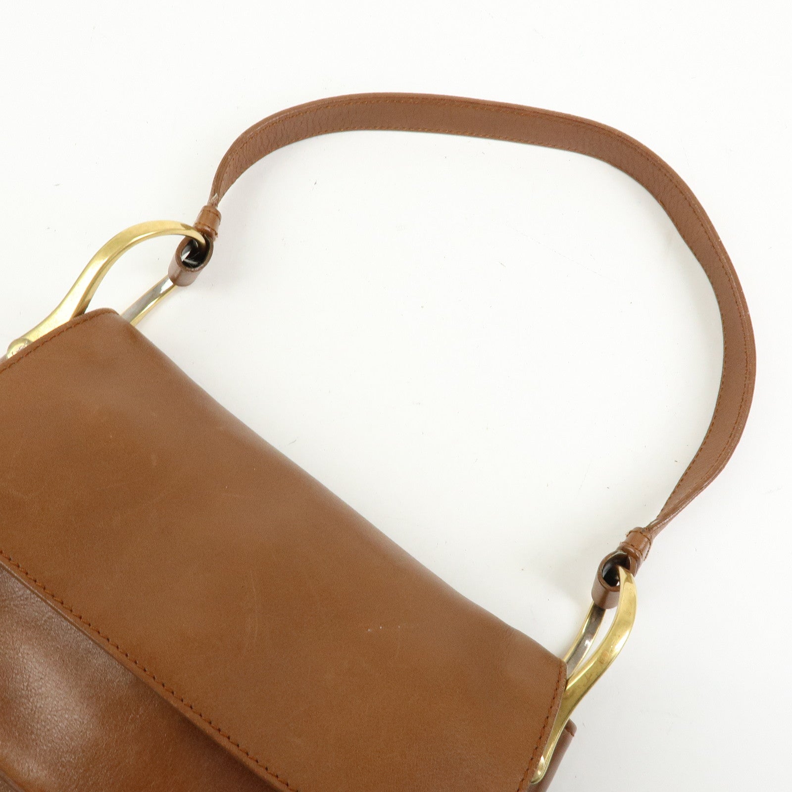SAINT LAURENT PARIS Leather Shoulder Bag Hand Bag Brown