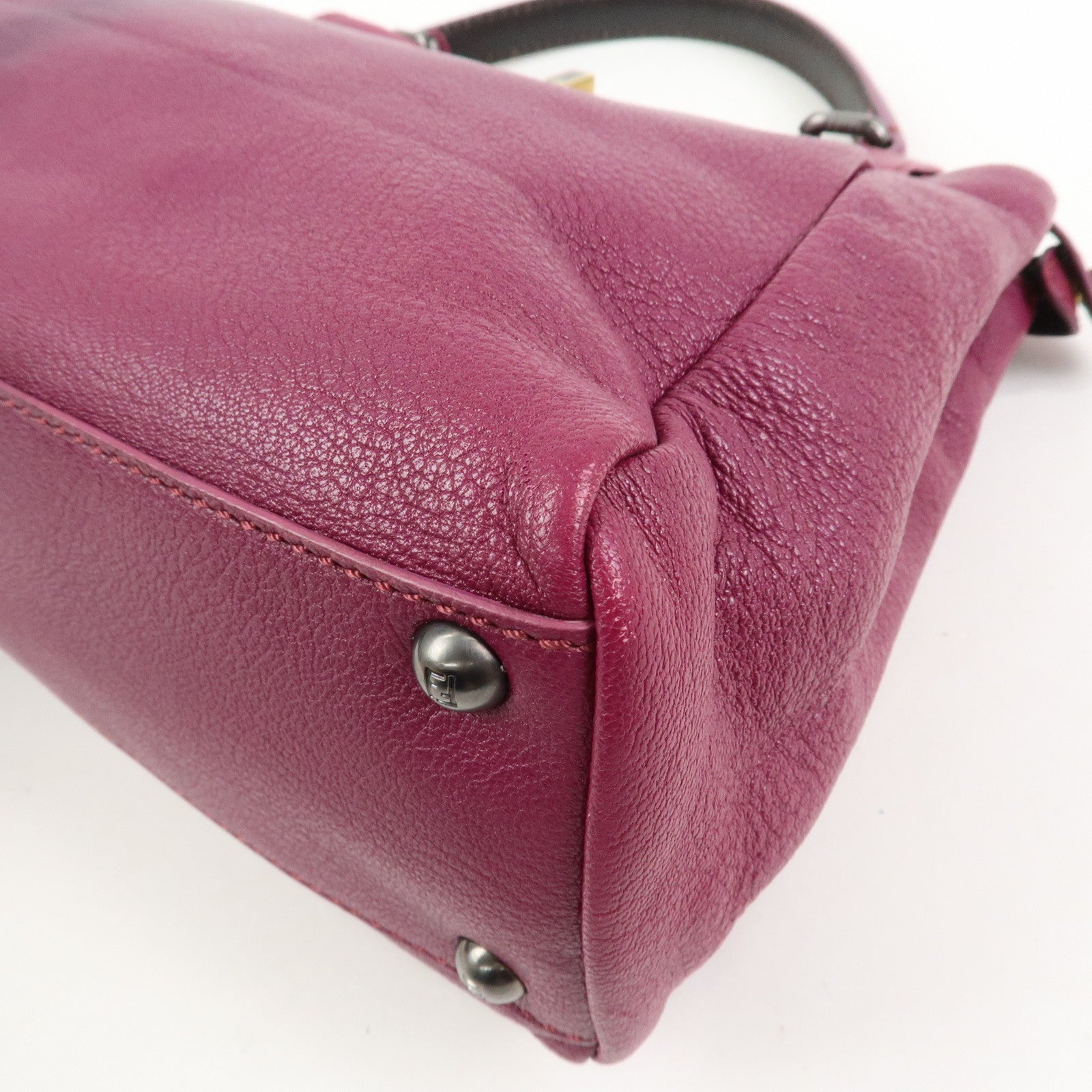 FENDI Peekaboo Leather 2Way Hand Bag Shoulder Bag Fuchsia 8BN226